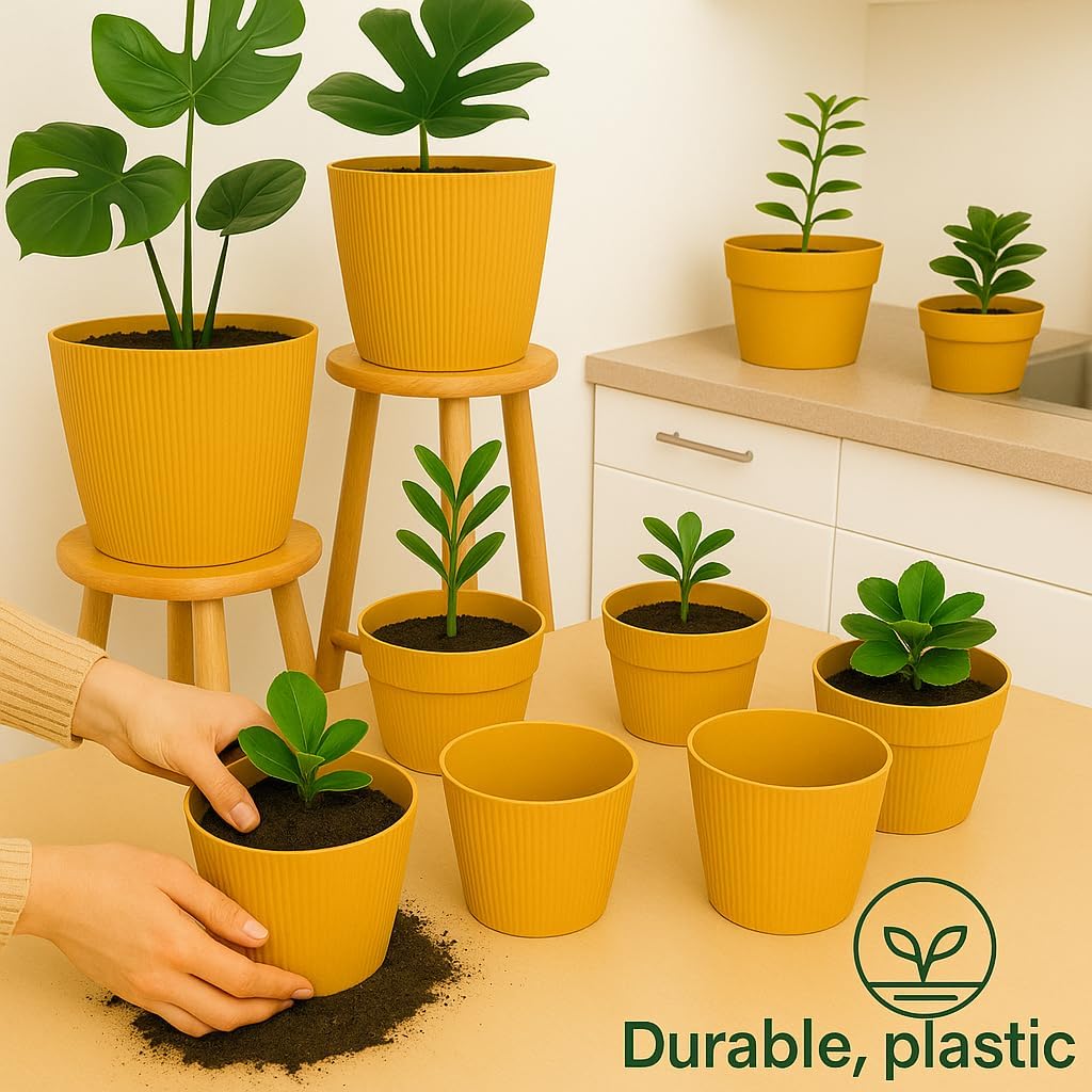 Blumentopf Set, Ø 18 cm (7.08 inch) Senffarben