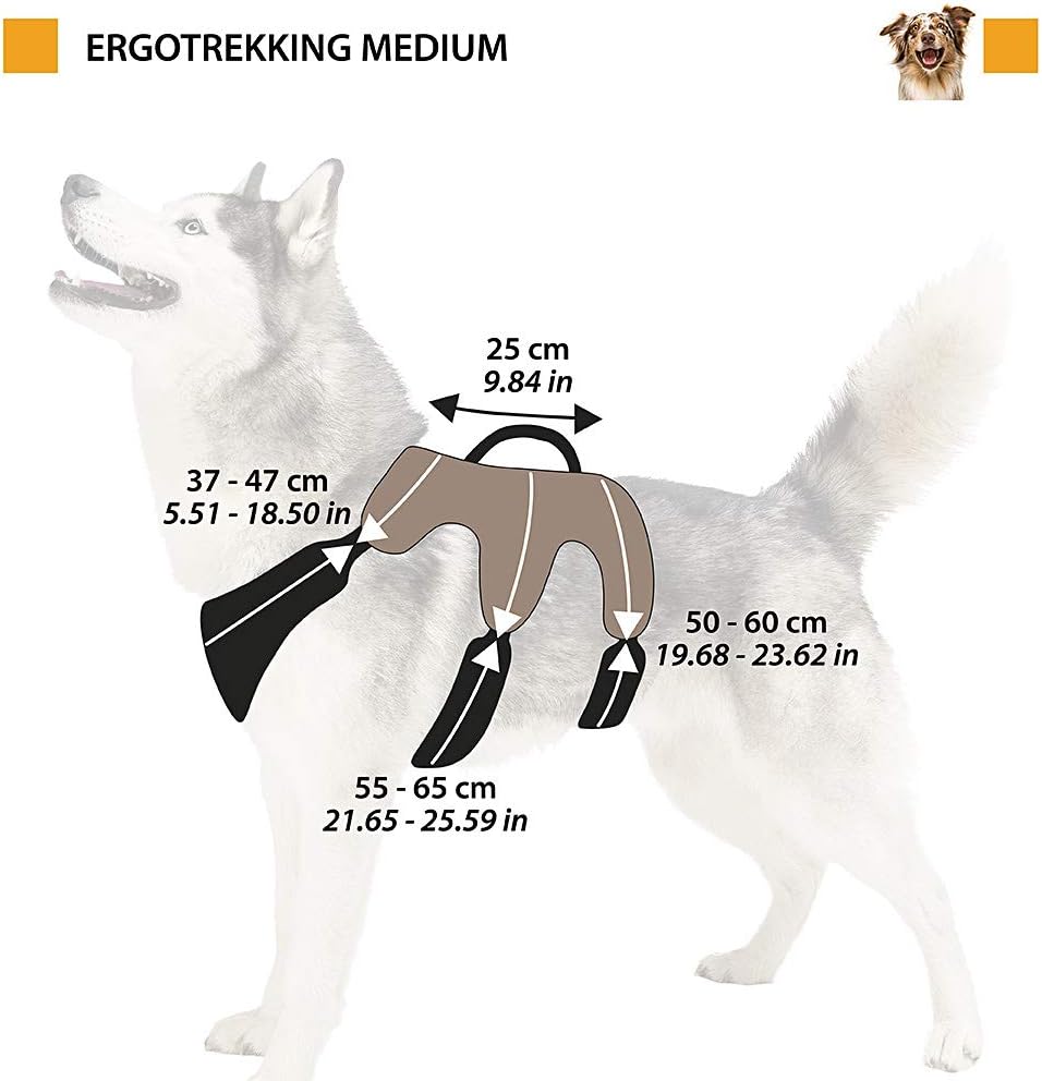 Hundegeschirr Ergotrekking, Schwarz|Medium