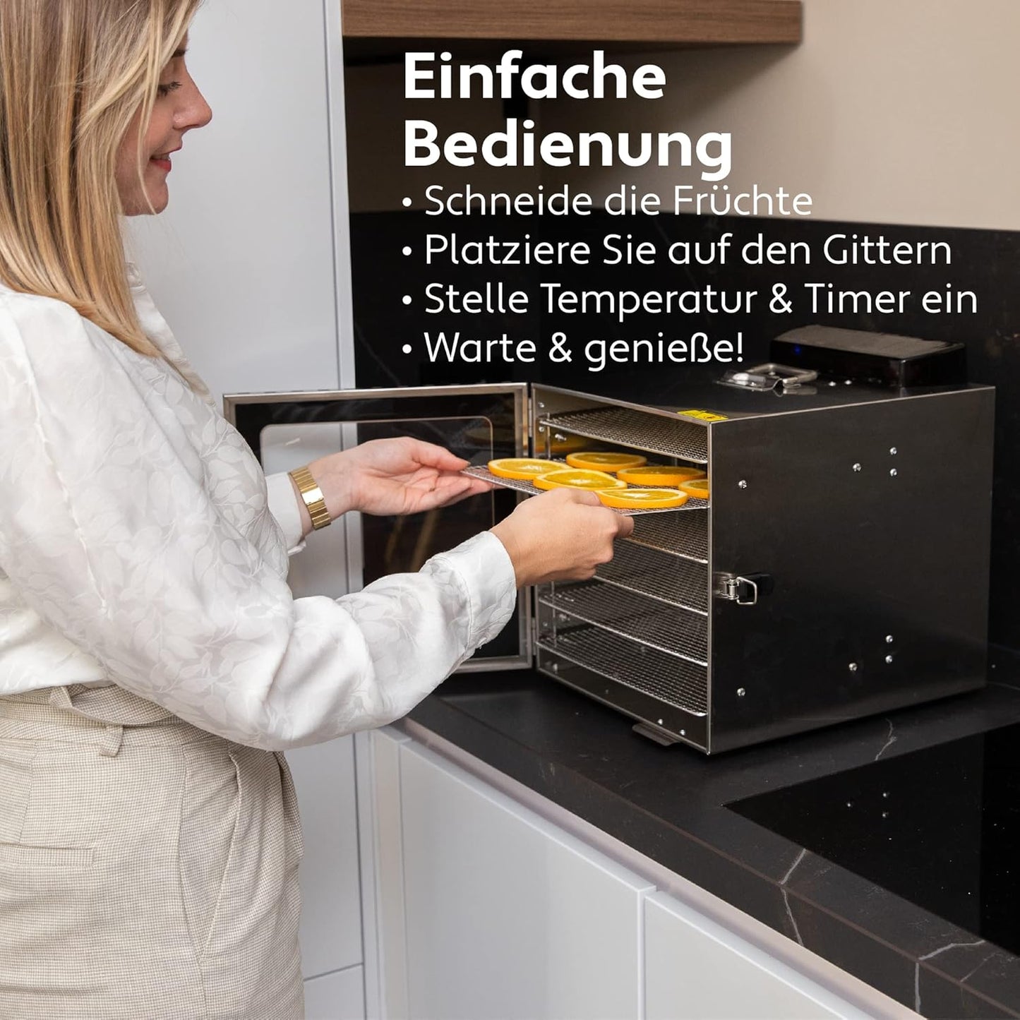 Dörrautomat mit 6 Edelstahlgitter und Timer-Funktion, 6 Layer S Silber