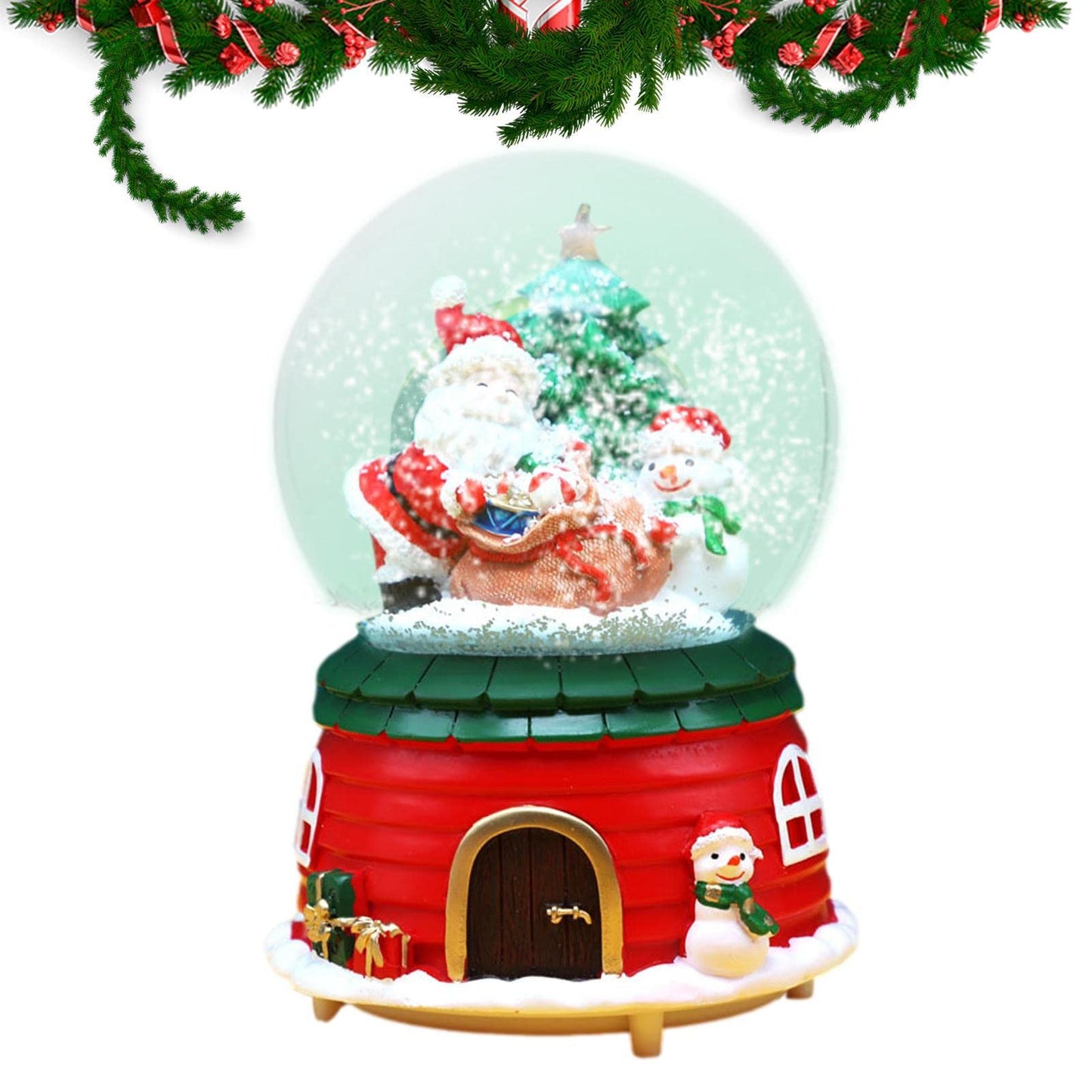 Schneekugel mit Spieluhr und Farbwechsel-Effekten, 2022 Christmas Music Box A
