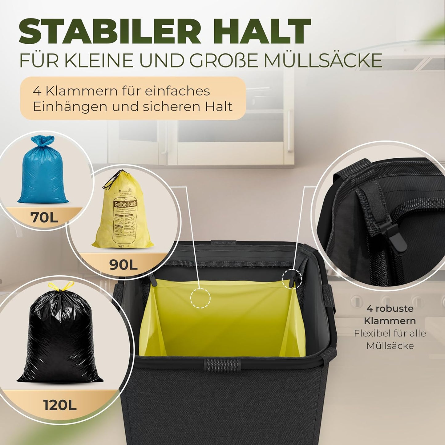 Müllsackständer, Schwarz Schwarz