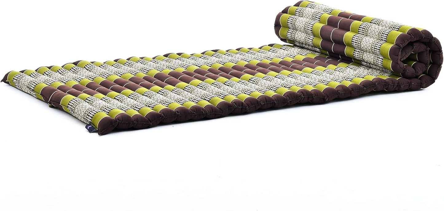 Faltbare Tatami Bodenmatratze, M: 190x70 cm / Sf20 - Braun, Grün