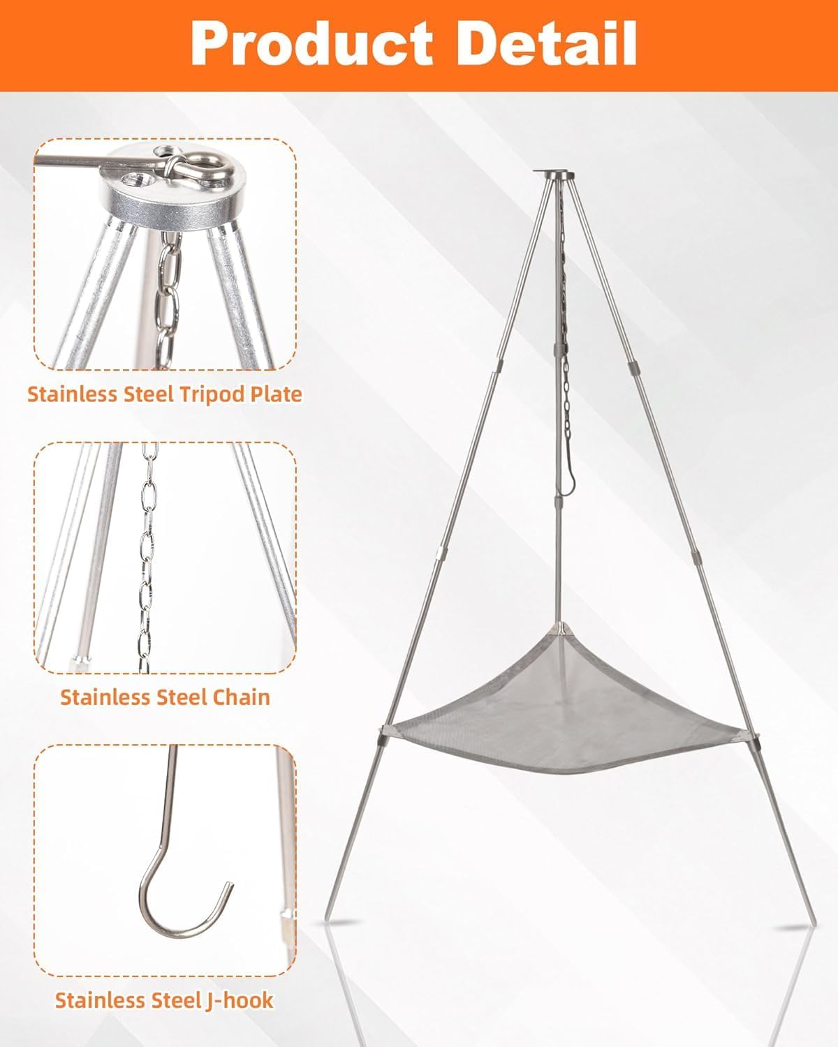 Tragbares Dreibein-Gestell mit Grillrost, Fire Pit