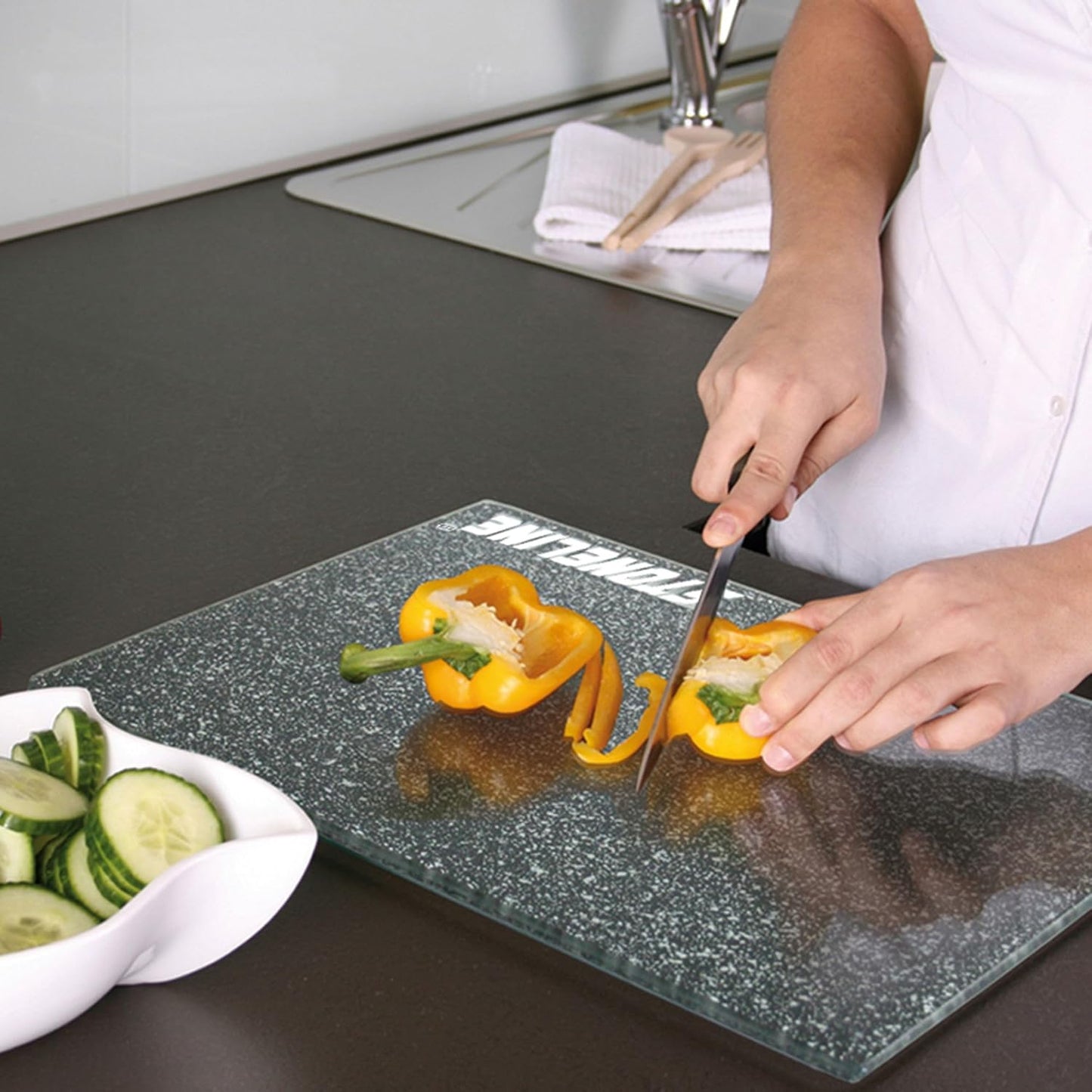 Herdabdeck- und Schneideplatten-Set aus Glas (2-teilig), 2tlg (52 x 30 x 0,5 cm)