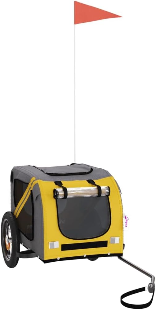 Hundefahrradanhänger Chrystal mit Reflektoren und Flagge, 124 x 53 x 53 cm Gelb