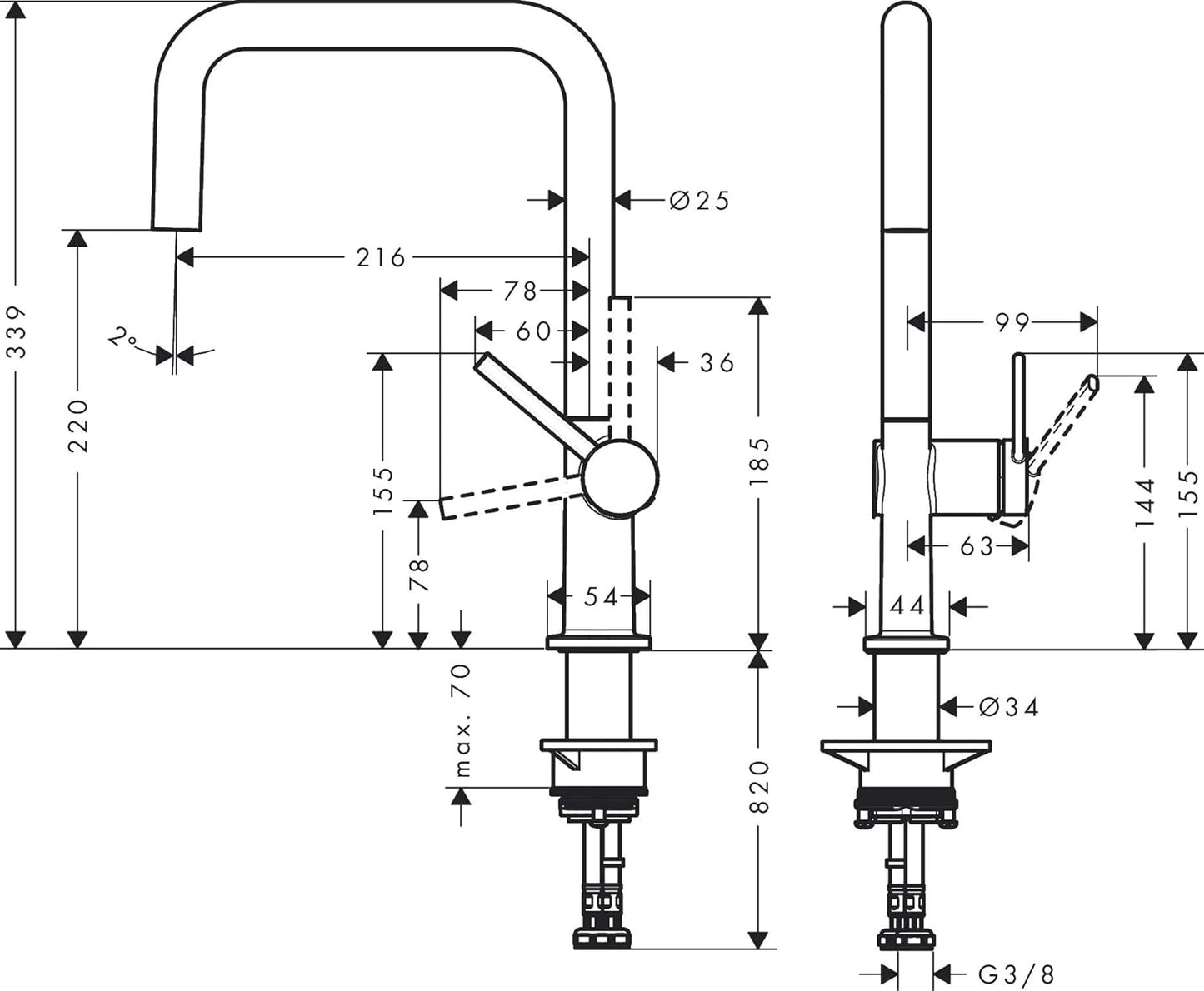 Küchenarmatur Talis M54 mit Schwenkauslauf, Chrom / Auslaufhöhe 220mm / mit Schwenkauslauf