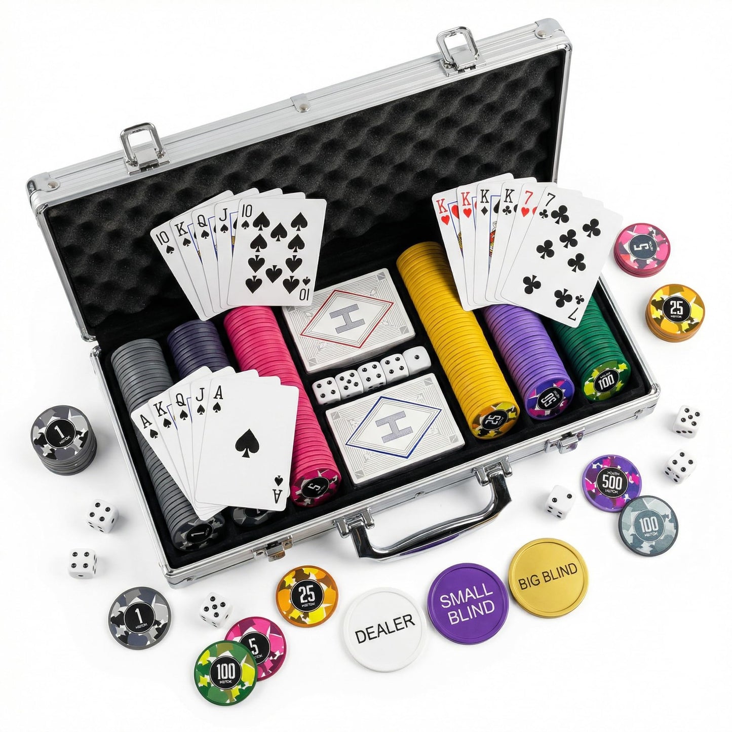 Pokerkoffer-Set mit 300 Chips & Zubehör, 300 Chips With Numbers