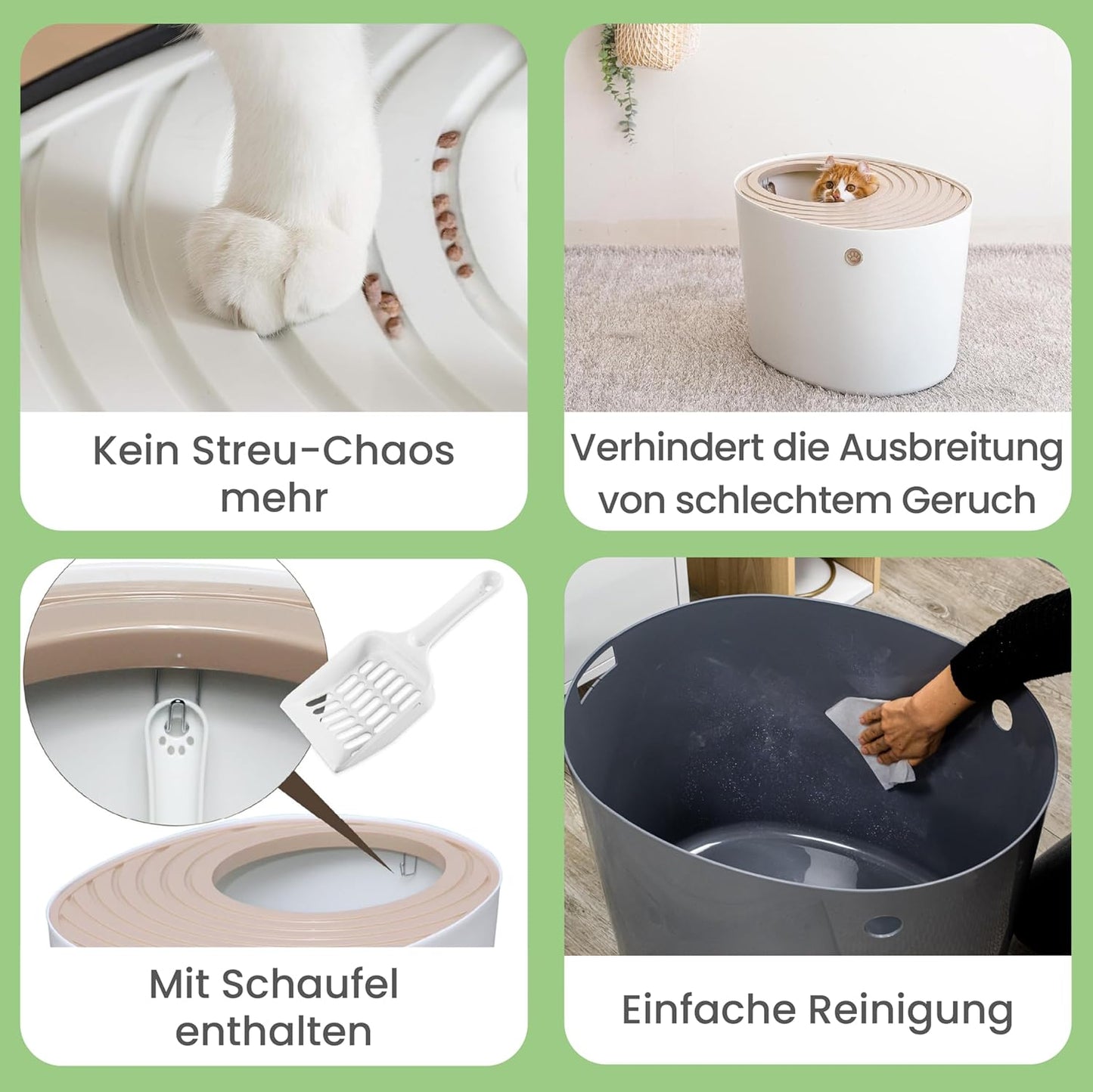 PUNT-530 Jump-In Katzenklo mit Schaufel, bis 7 kg, Schwarz Gross