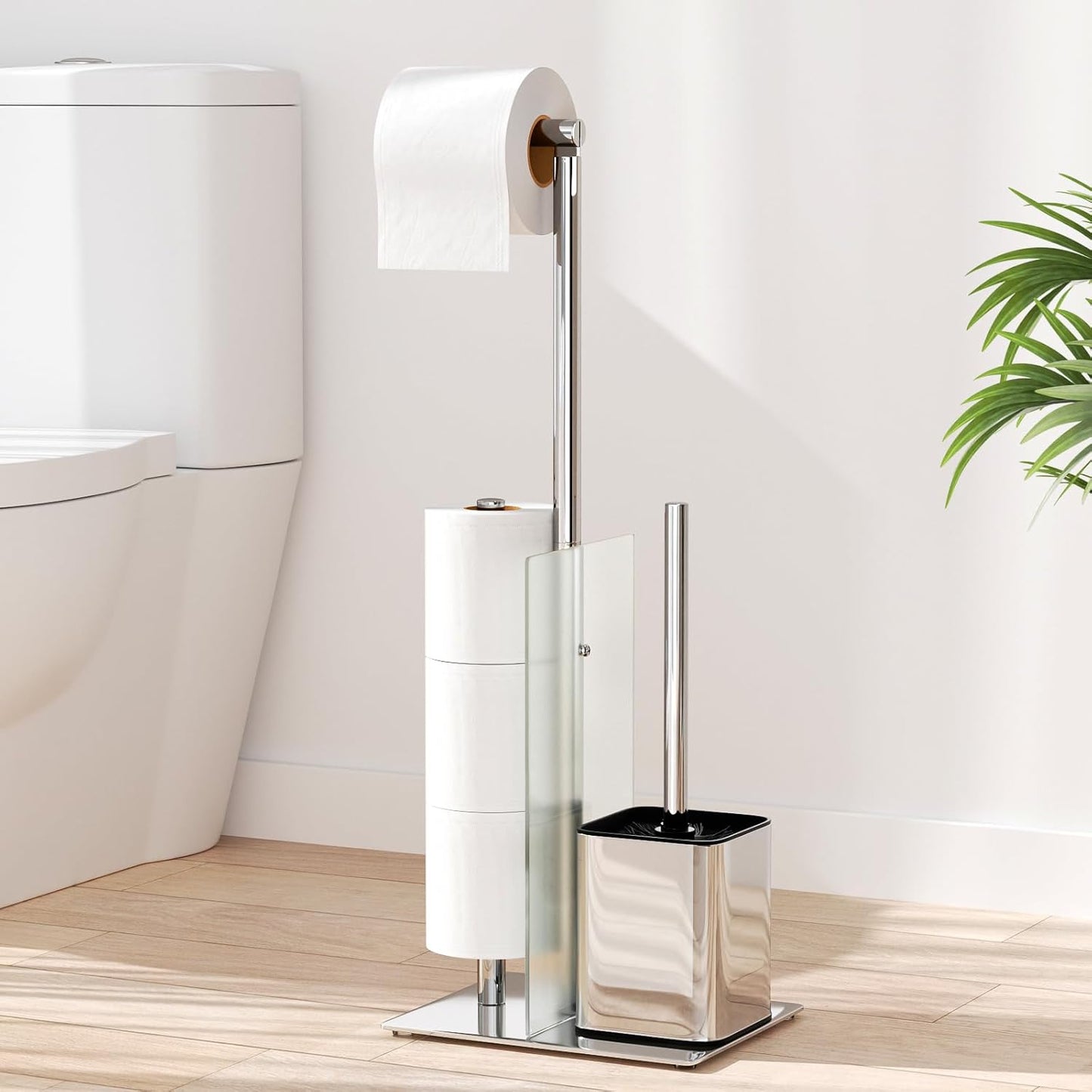 Toilettenpapier- und WC-Bürstenhalter-Set, Silber