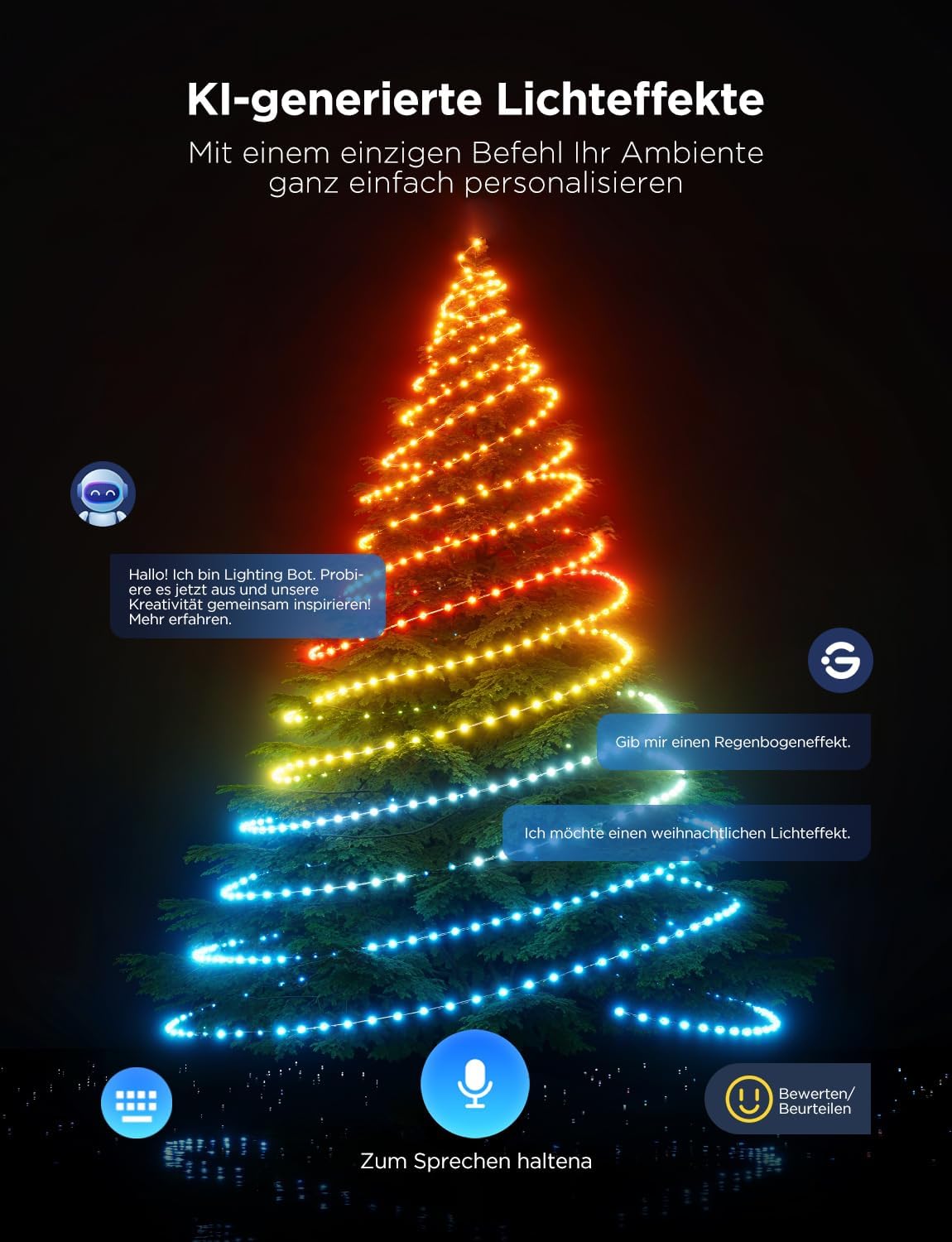 RGBICW Smart-Lichterkette, 50M