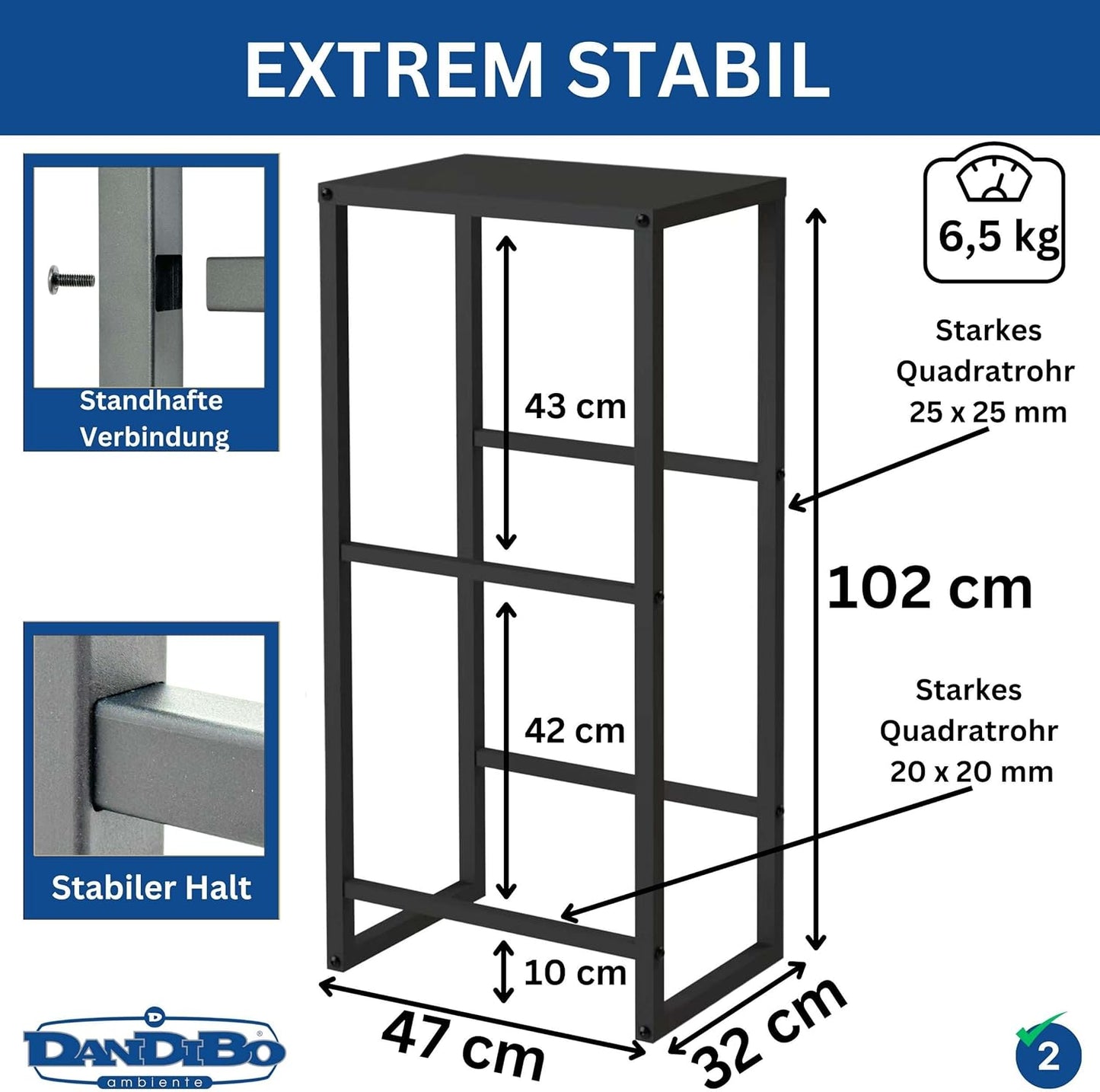 Getränkekistenregal mit Ablage für 2 Kisten, 2 Kisten Breite 47 cm