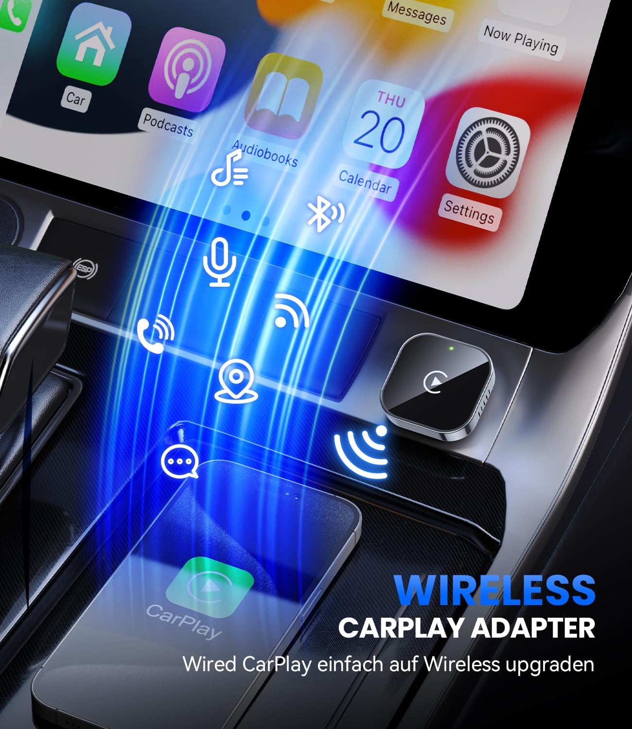 Wireless CarPlay Adapter für iPhone-Autosysteme, Schwarz
