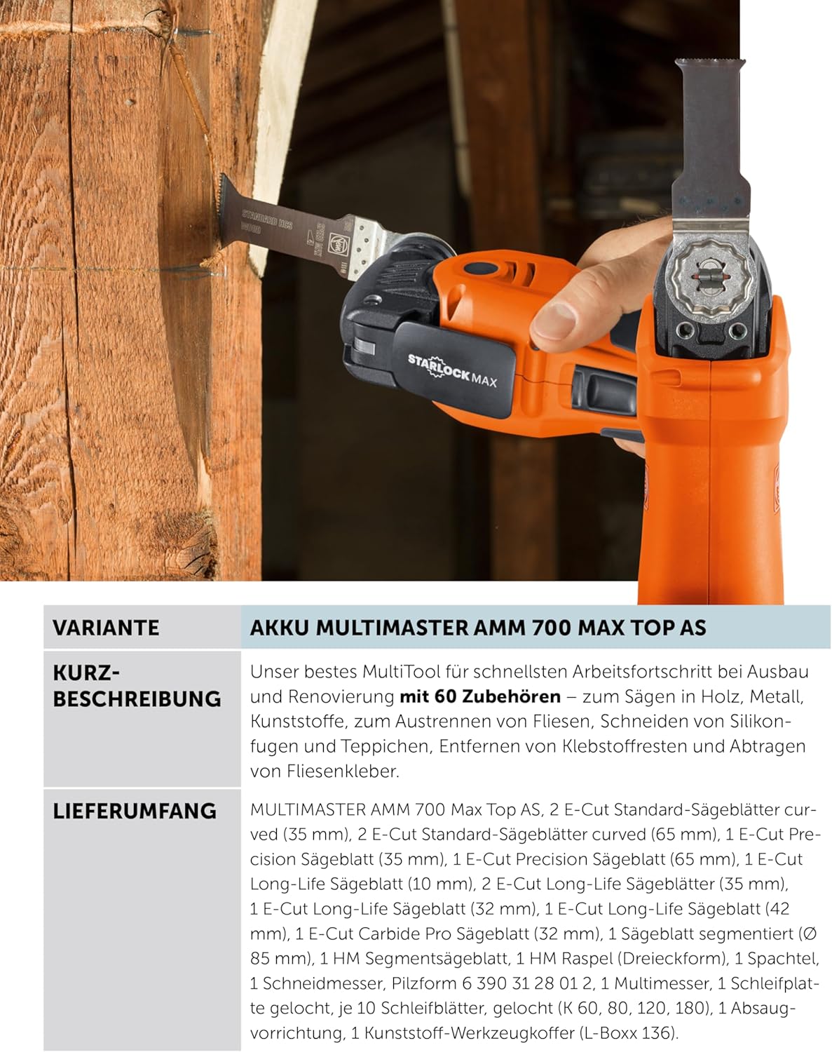 Multifunktionswerkzeug mit Zubehör-Set, AMM 700 Plus Top AS /  AMM 700 inkl. Zubehör, ohne Akku