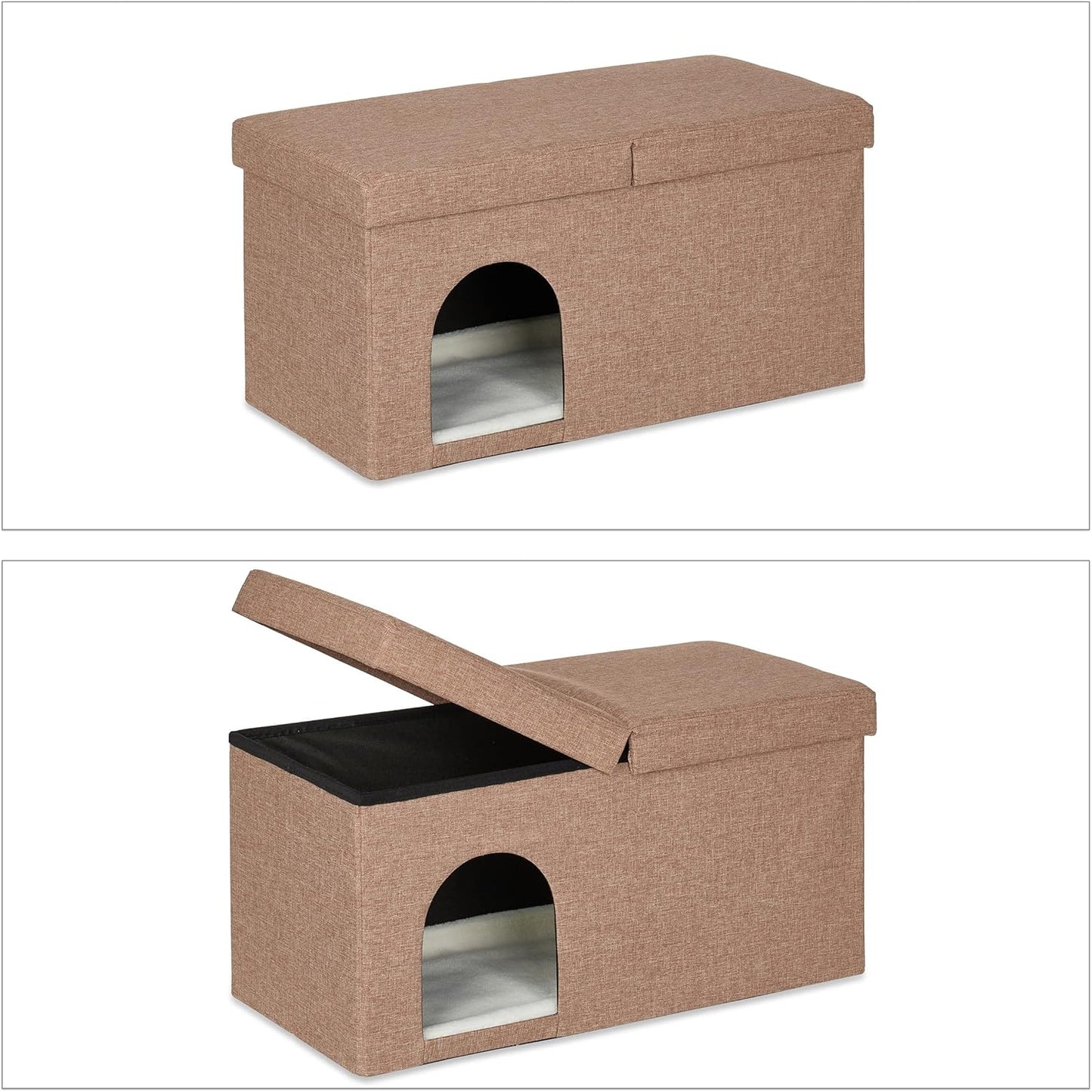 Katzenhöhle faltbare Sitzbank, hellbraun 38,5 x 74,5 x 37 cm (1er Pack)