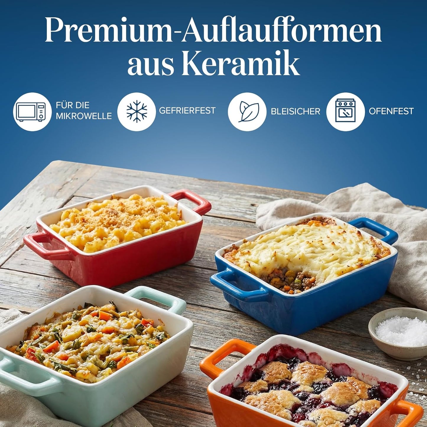 4er-Set Mini-Auflaufformen, Rechteckig