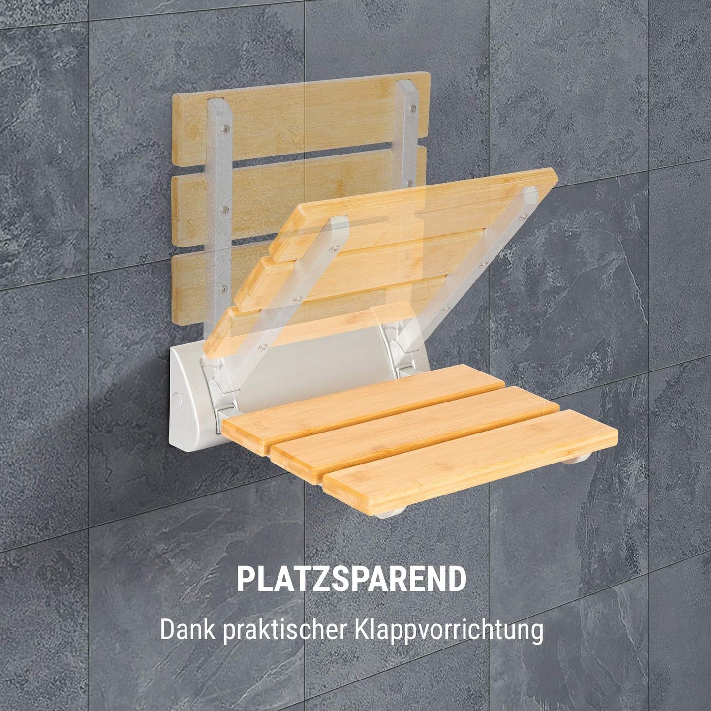 Klappbarer Duschsitz Arielle mit Bambus-Sitzfläche, Arielle, Braun