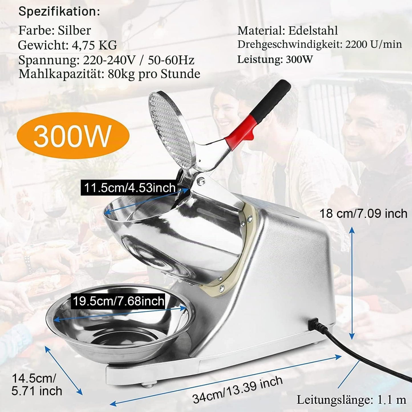 Elektrischer Eiszerkleinerer, 80 kg/h