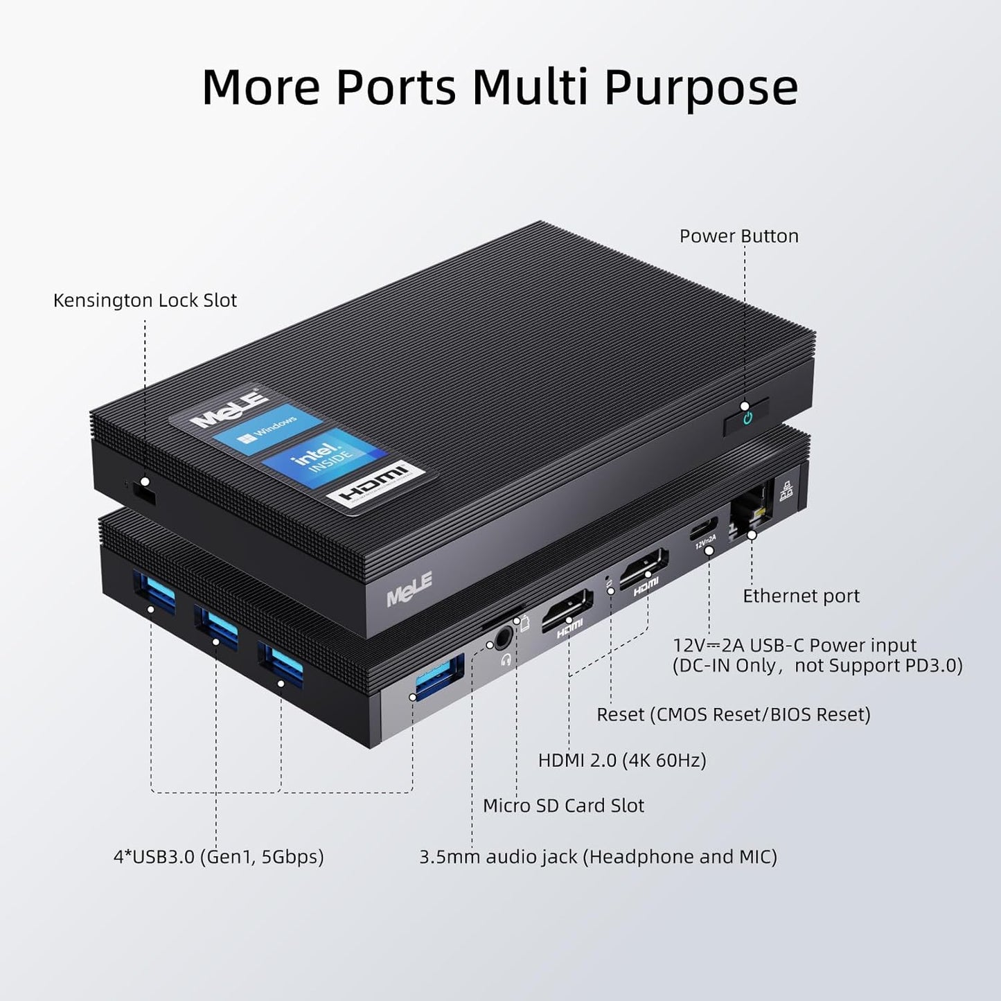 Lüfterloser Mini-PC Quieter2Q J4125 mit Windows 10 Pro, Quieter2Q J4125 8GB 256GB