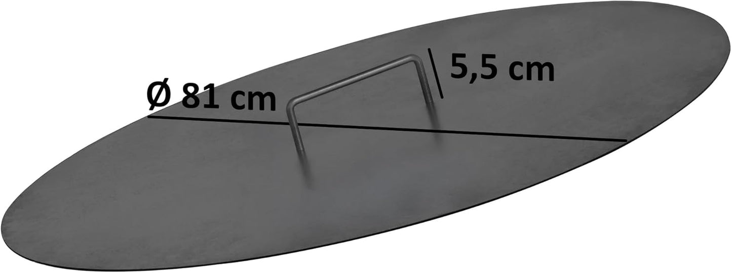 Feuerschale mit Deckel und Standbeinen, Schwarz, Feuerschale mit Deckel Ø 80 cm
