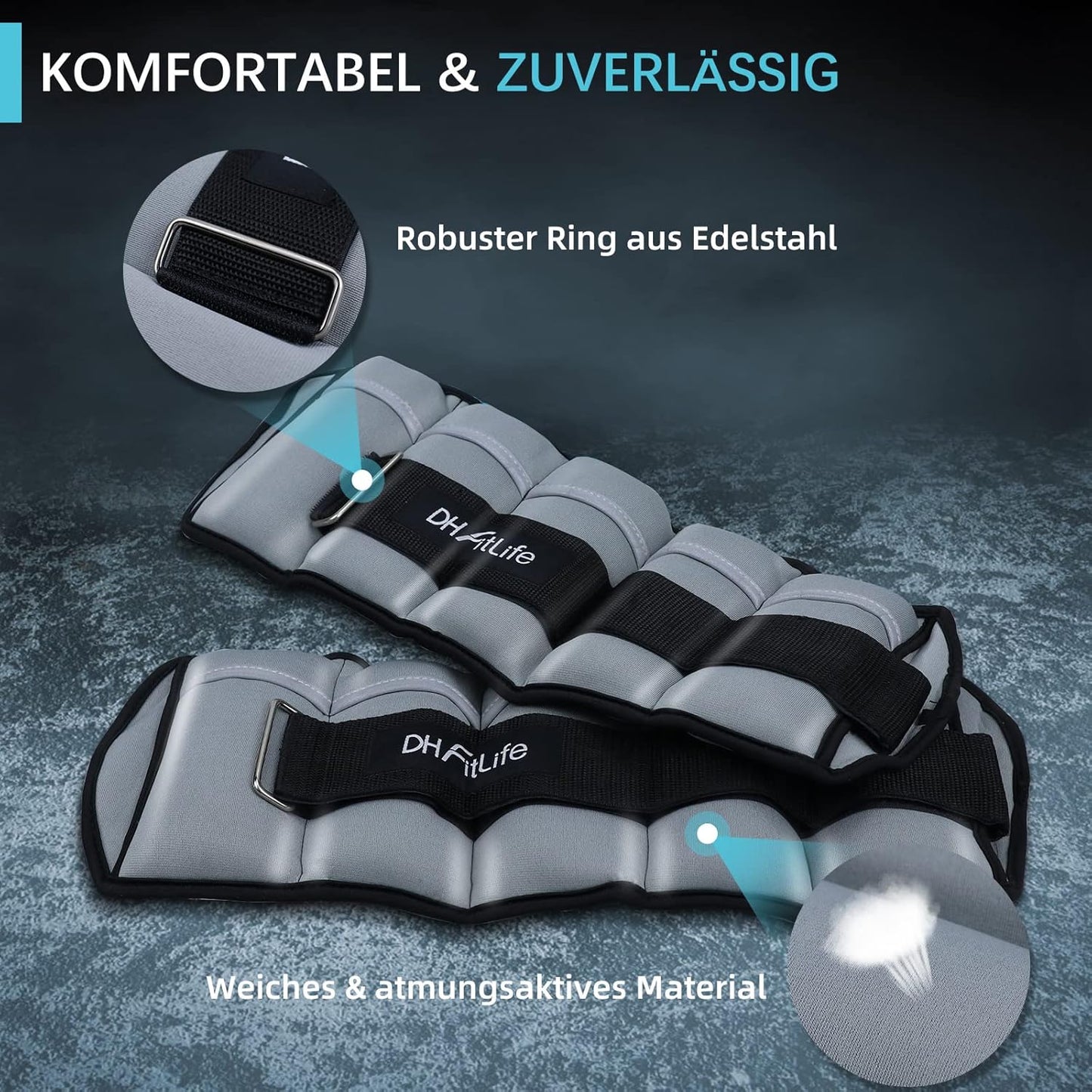 Verstellbare Fussgelenk-Gewichtsmanschetten 2er-Set, 2,5KG X 2