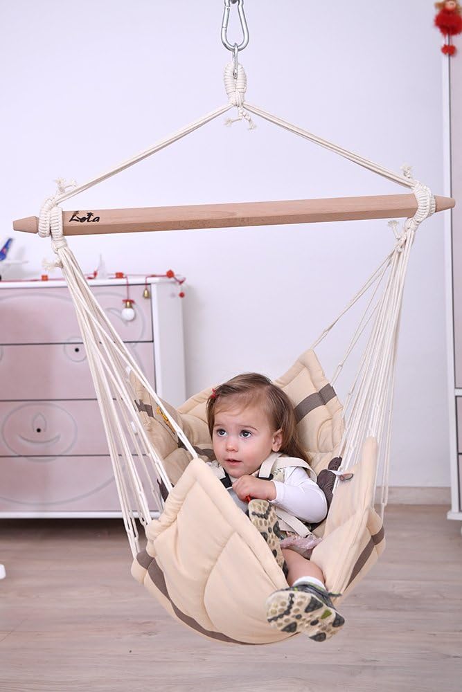 Babyhängematte mit Sicherheitsgurt, Beige Braun