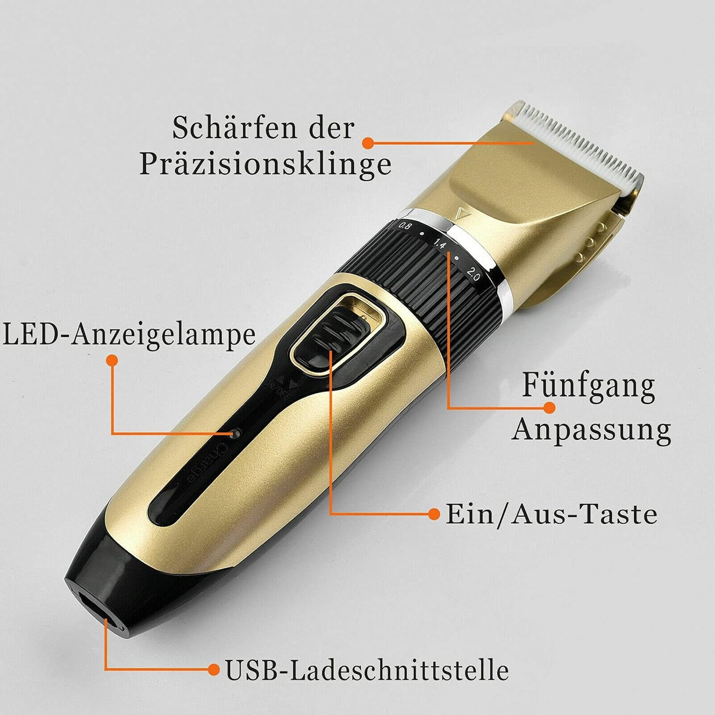 Leise Profi Tierhaarschneidemaschine mit Aufsteckkämmen