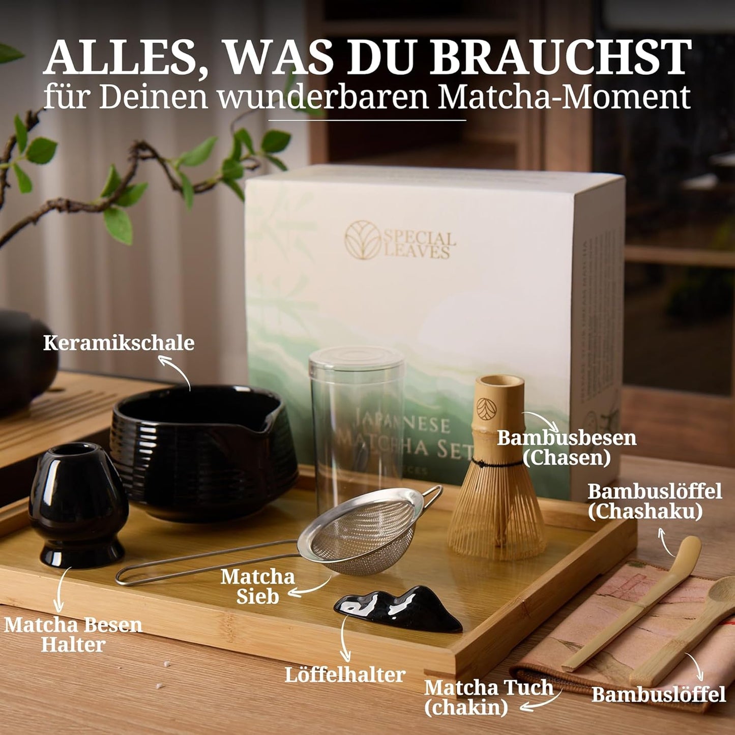 8-teiliges Matcha-Tee-Set, 8 teilig Schwarz