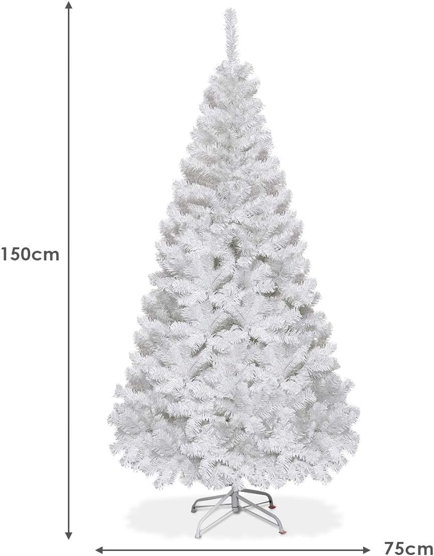 Künstlicher Weihnachtsbaum mit Metallständer, Weiß 150 cm