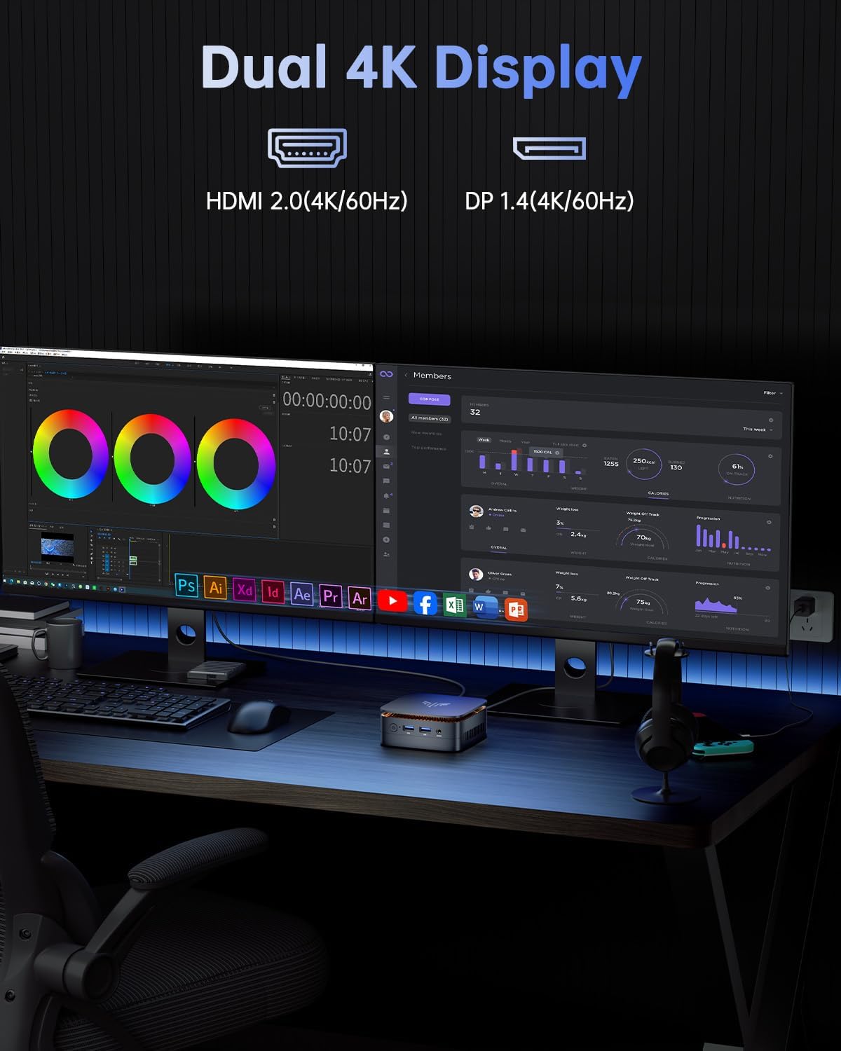 Mini-PC E1 mit Intel Twin Lake N150, unterstützt 4K UHD, Ιntel Twin Lake N150/16GB DDR4 1TB SSD
