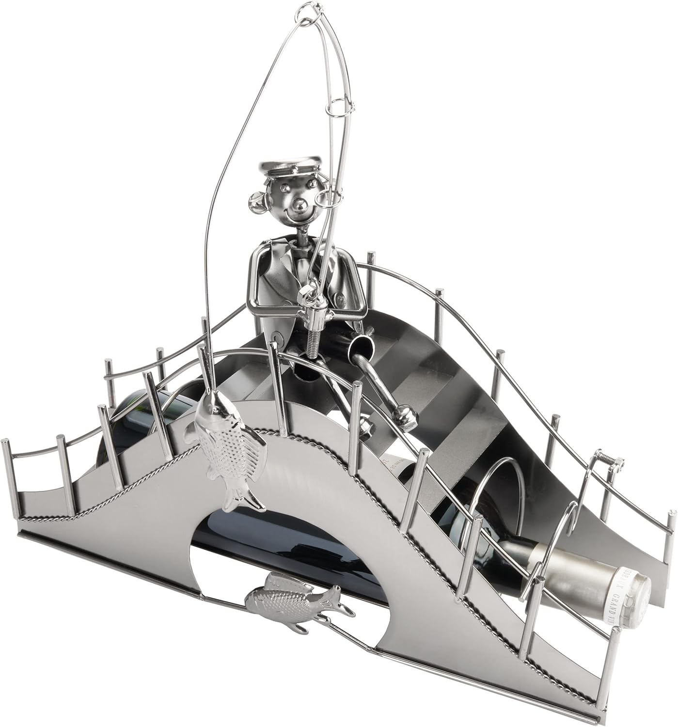 Flaschenhalter Angler auf einer Brücke