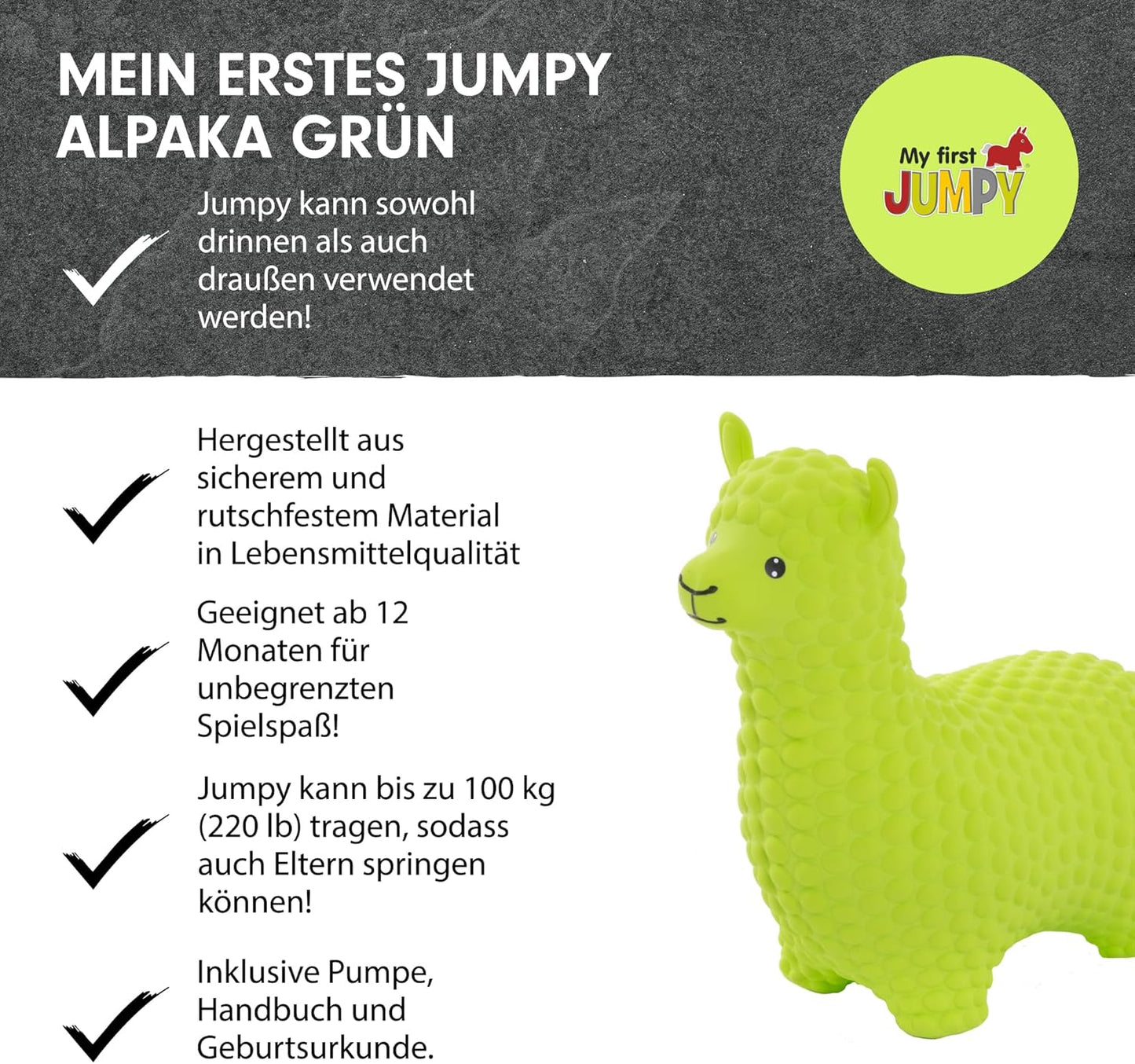 Hüpftier Alpaka, grün