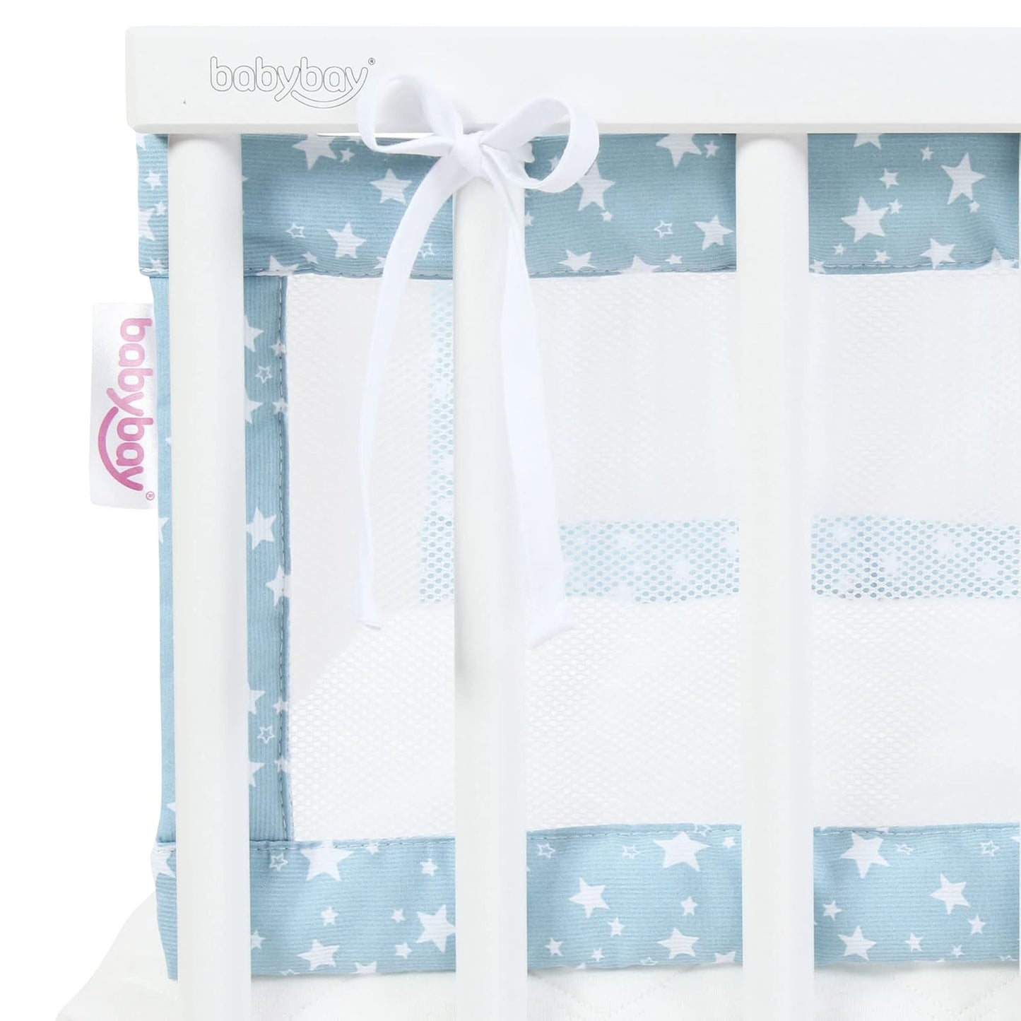 Nestchen für Beistellbett, Azurblau Sterne Weiss|für Modell Boxspring XXL