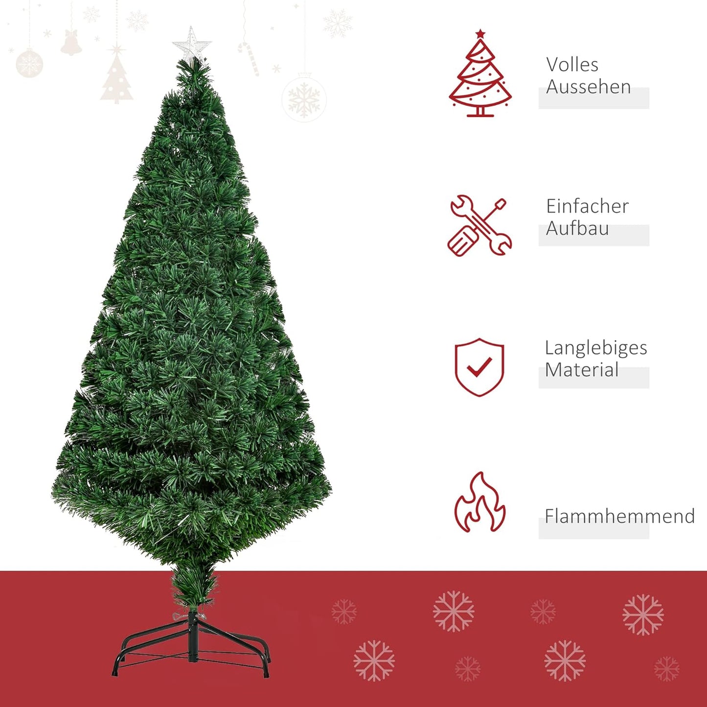 Künstlicher Weihnachtsbaum mit LED-Beleuchtung, Grün 150 cm