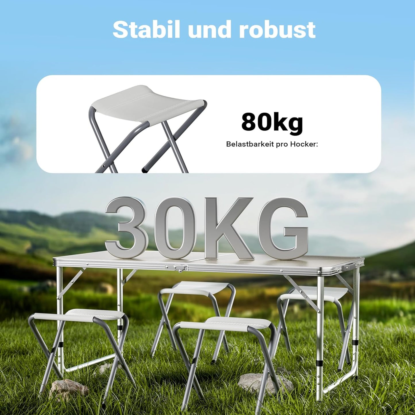 Campingmöbel-Set, 120 x 60 x 70 cm