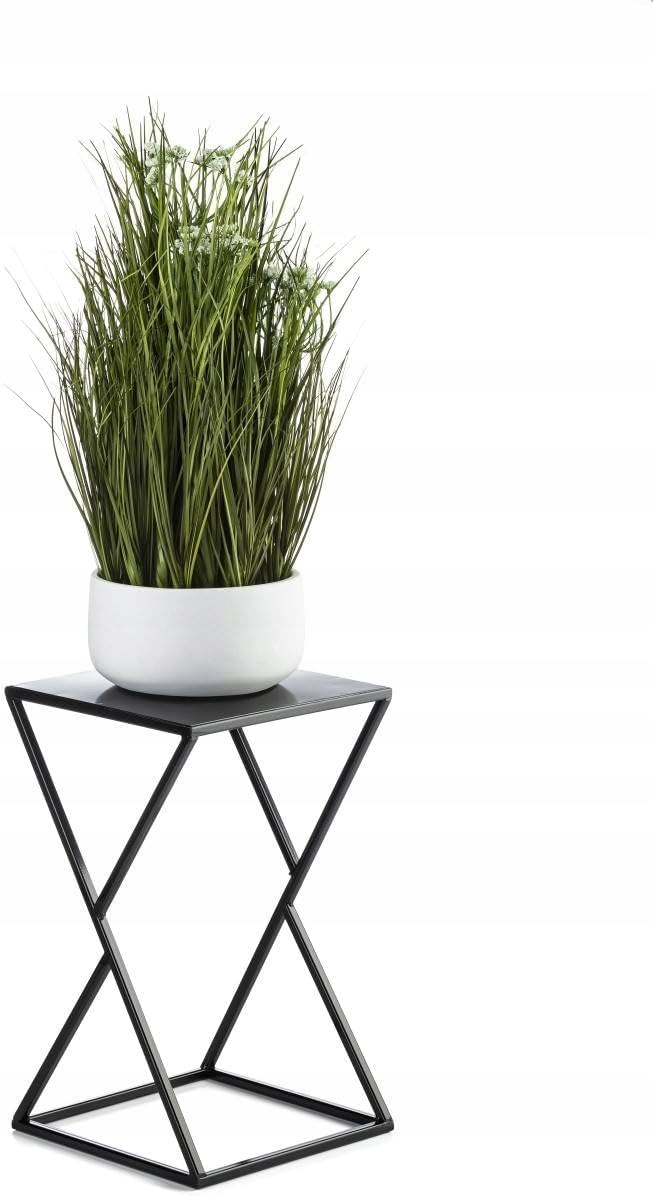 Blumenständer Metall, solider minimalistischer Pflanzenhocker, 40 cm Schwarz