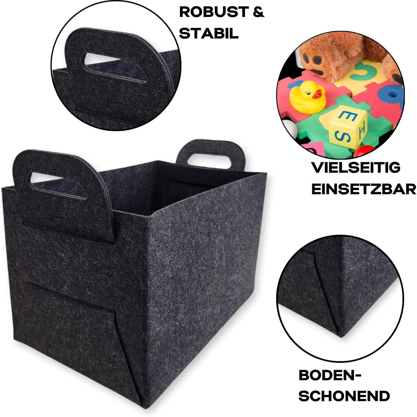 2er-Set Filzkörbe, Grau Klein 2 Pieces (44 x 31 x 29 cm)