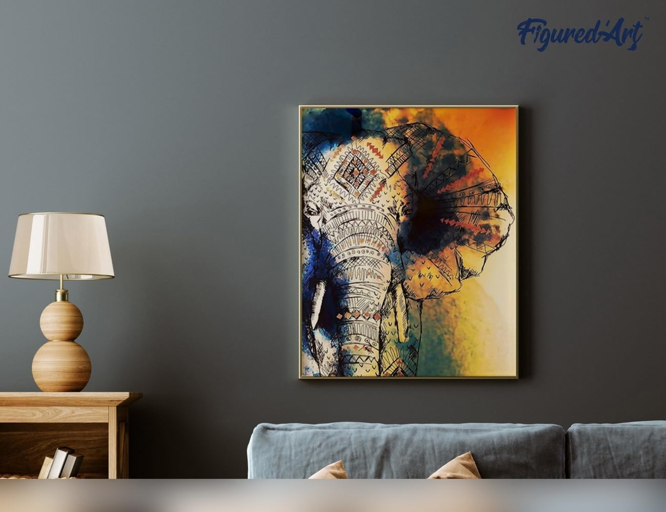 Malen nach Zahlen Set Asiatischer Elefant, Asiatischer Elefant 40x50cm Mit Keilrahmen (nicht gespannt)