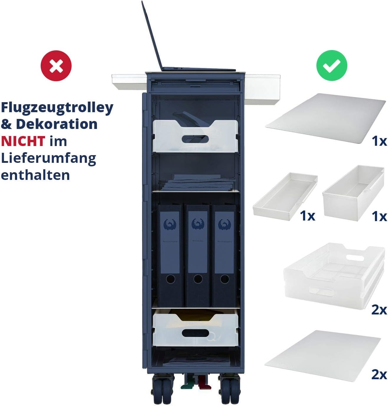 Ausstattungspaket für Flugzeug- und Airline-Trolleys, Kunststoff (+ 2x Sidebox) ATLAS