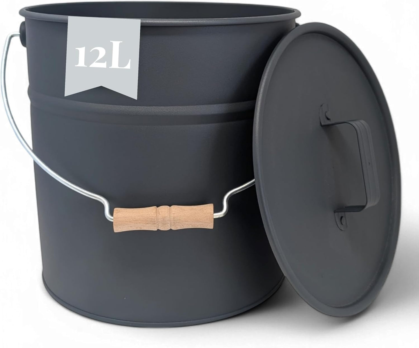 Ascheeimer mit Deckel, Anthrazit