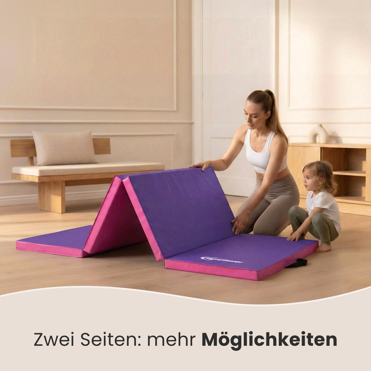Klappbare Turnmatte, 180x60x5 cm, 180 x 60 x 5 cm Pink-Lila