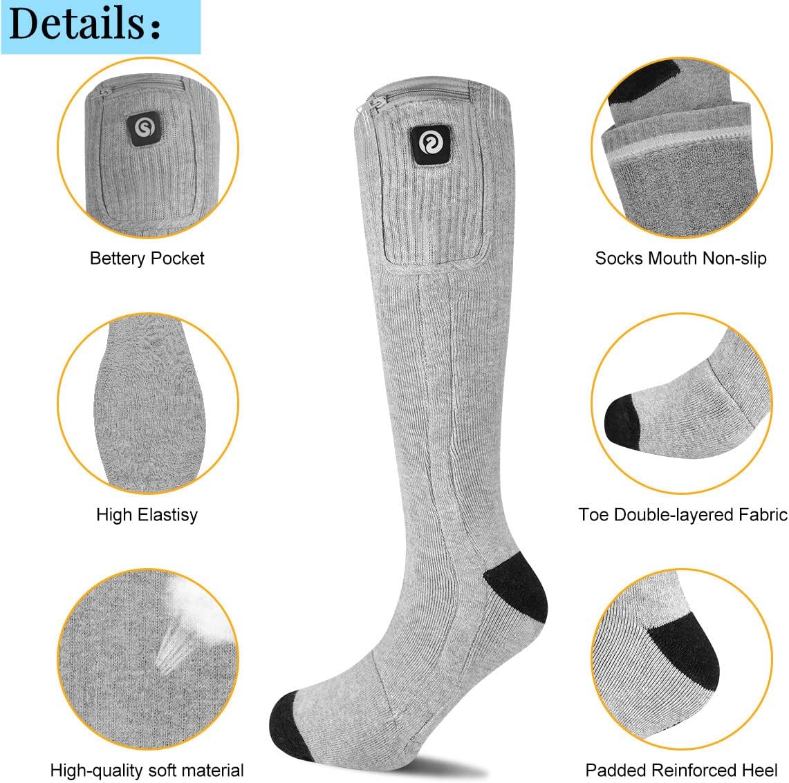 Heizsocken, Grau XL