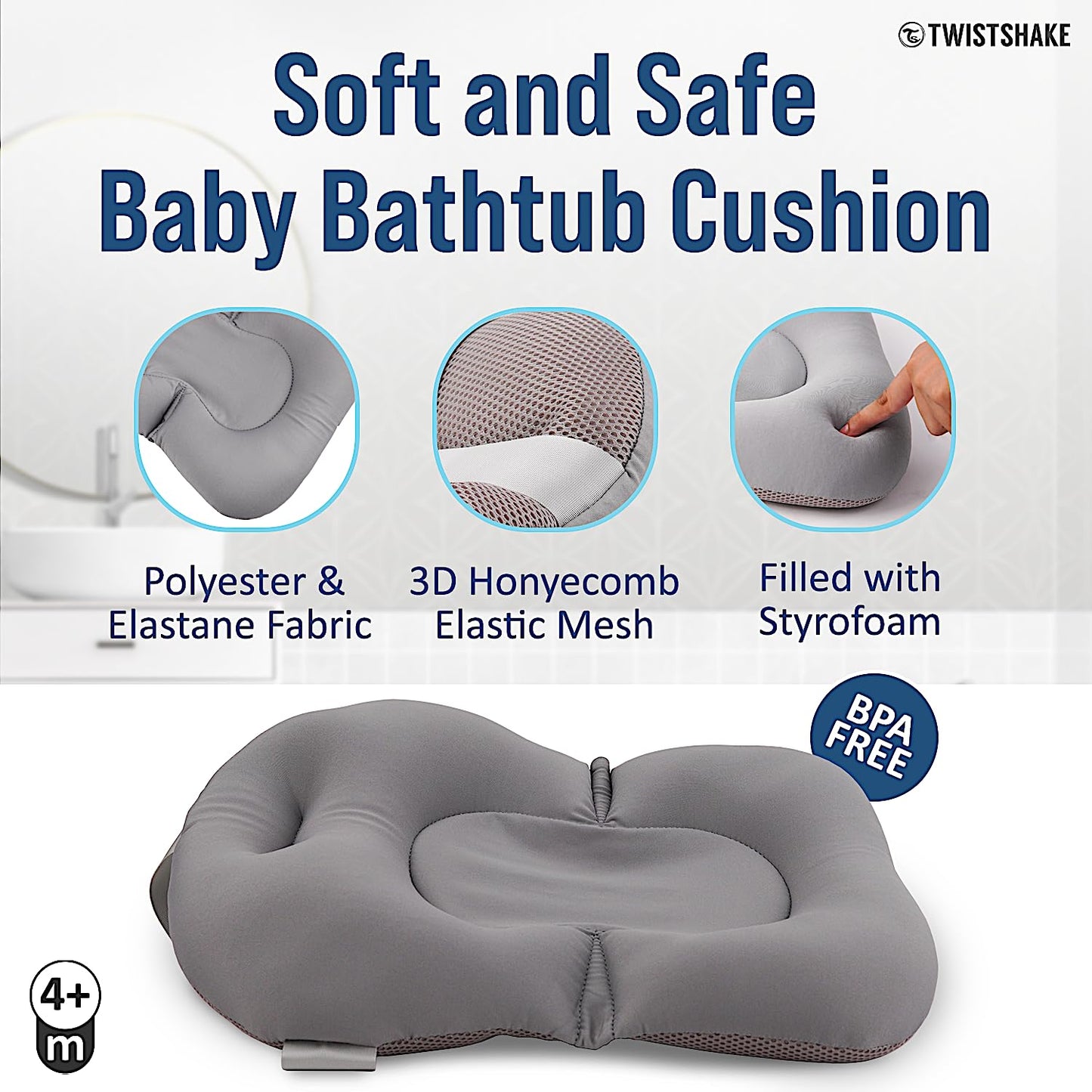 Rutschfestes Babybadekissen, Baby-Badekissen 1 Packung