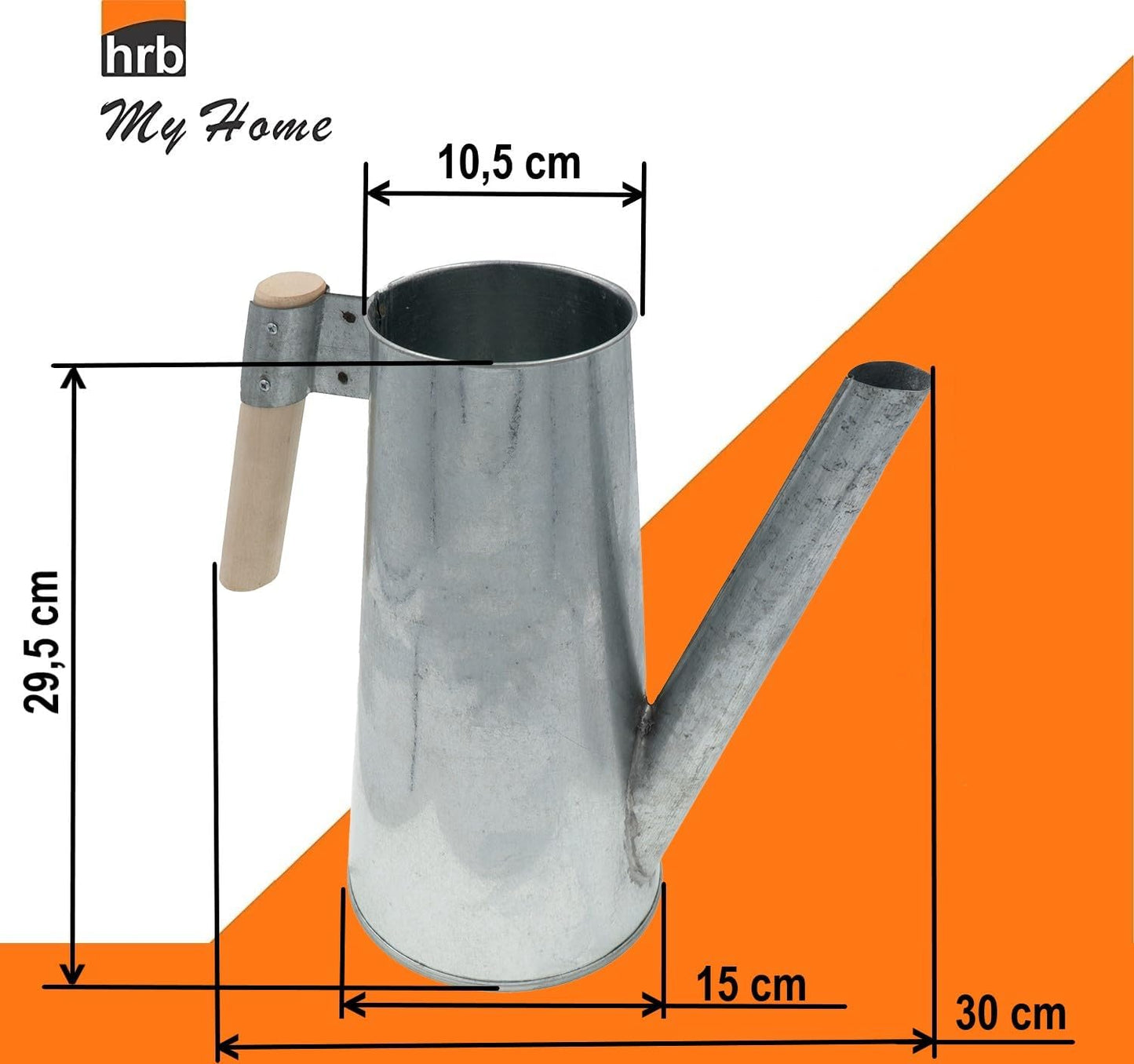Zinkgiesskanne mit Holzgriff (3 L) für Indoor/Outdoor, Silber
