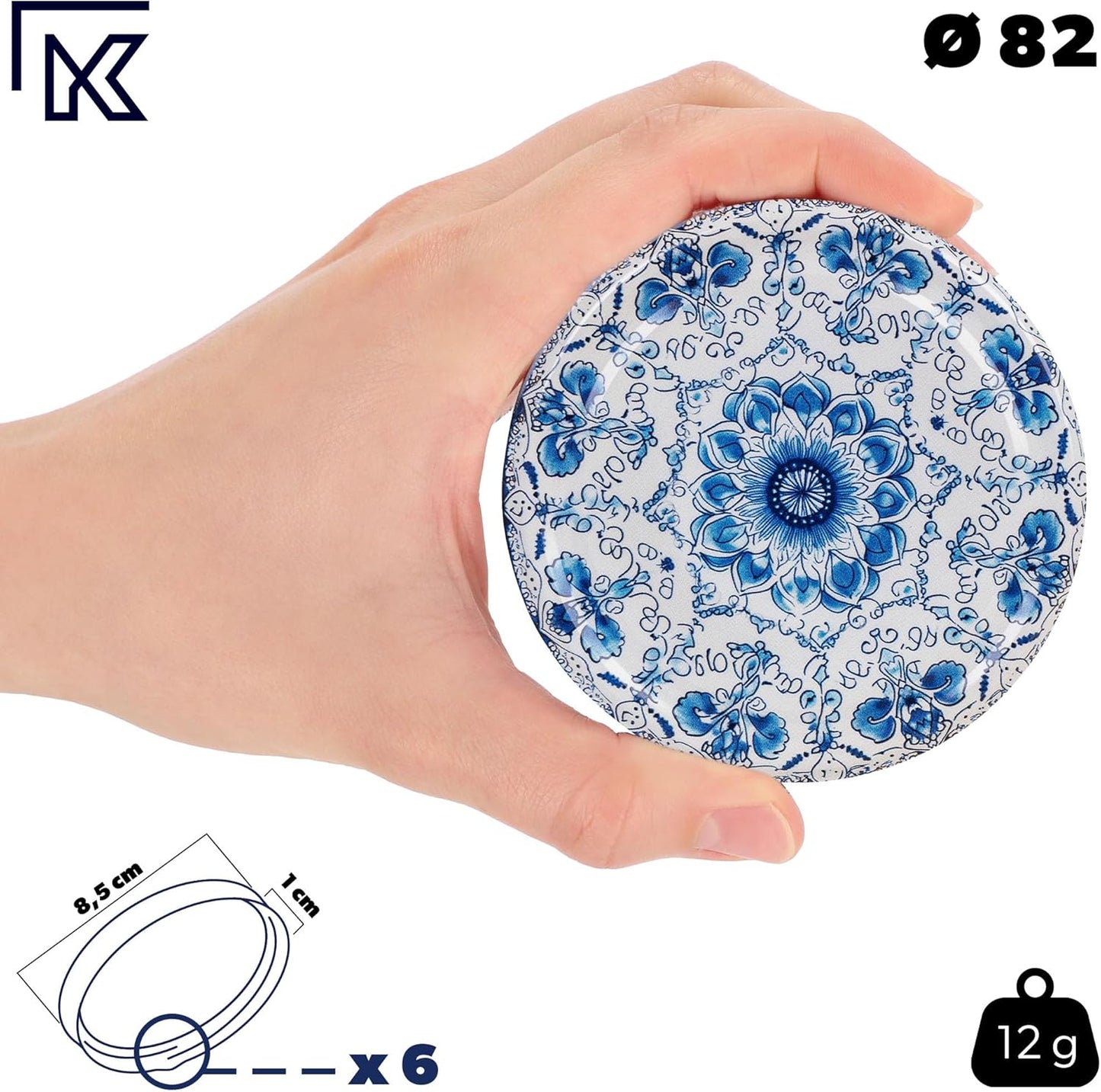 Einmachgläser-Set, Weiss/Blau 24 Stück