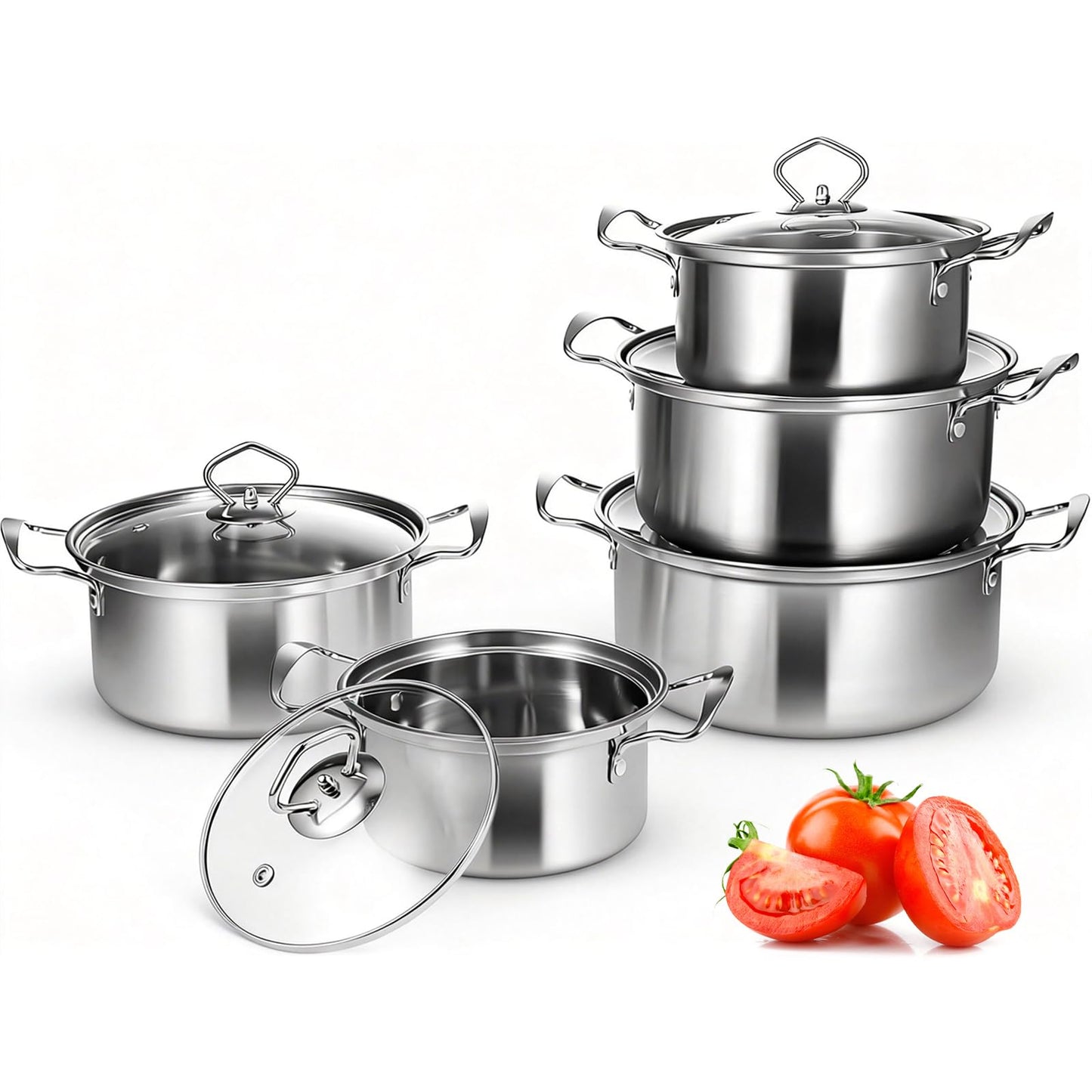 Topfset Induktion 10-teilig Edelstahl