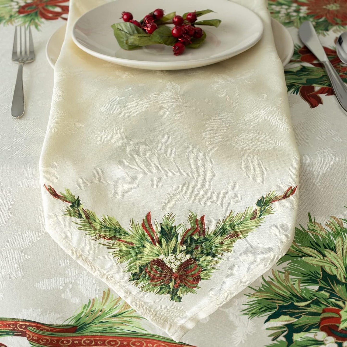 4er-Set Weihnachtsservietten, 19" x 19" (Square, Set of 4) Grün, Gold