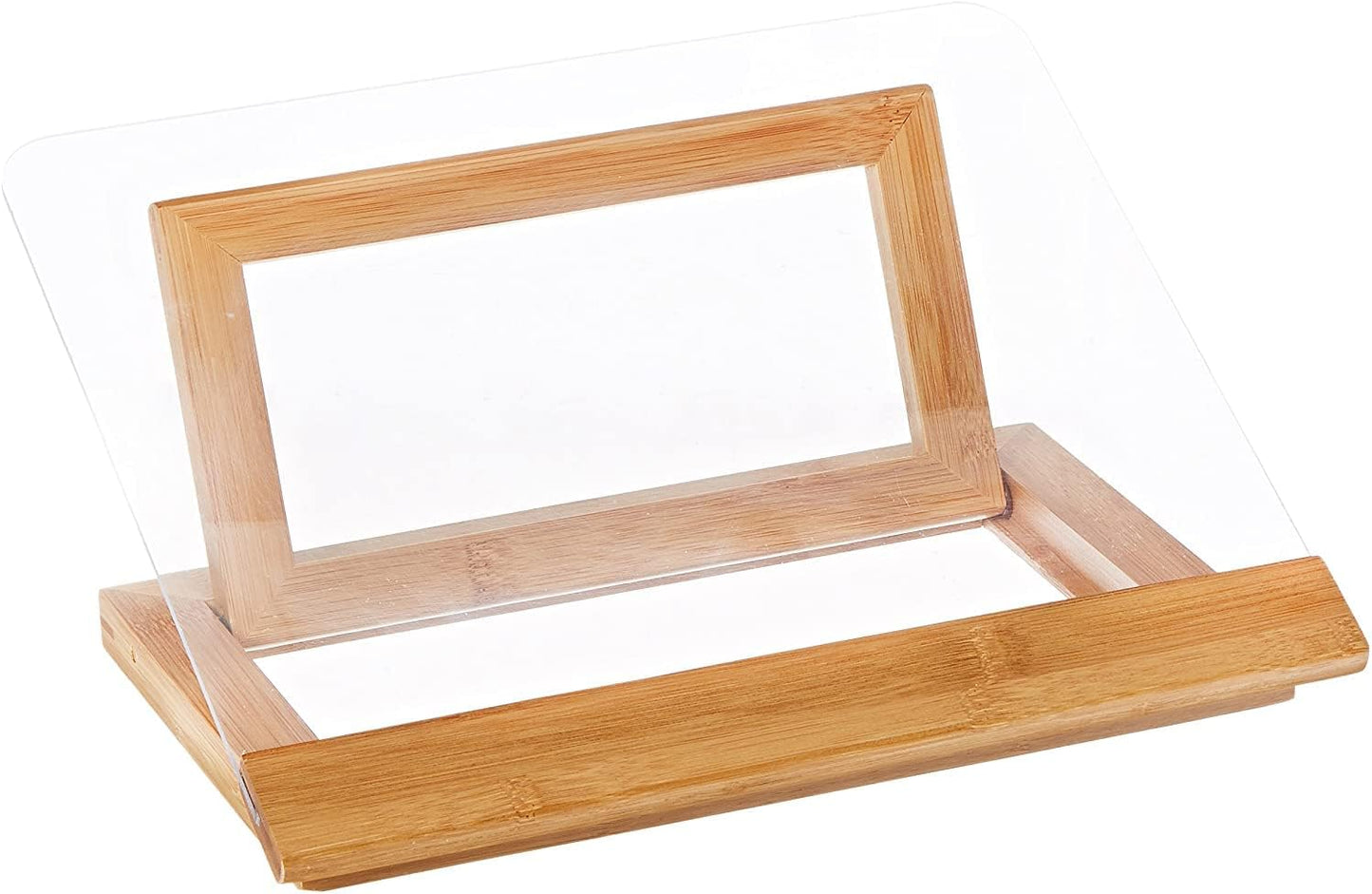 Kochbuchhalter, Kochbuchhalterung (Holz mit Pfannensieb)