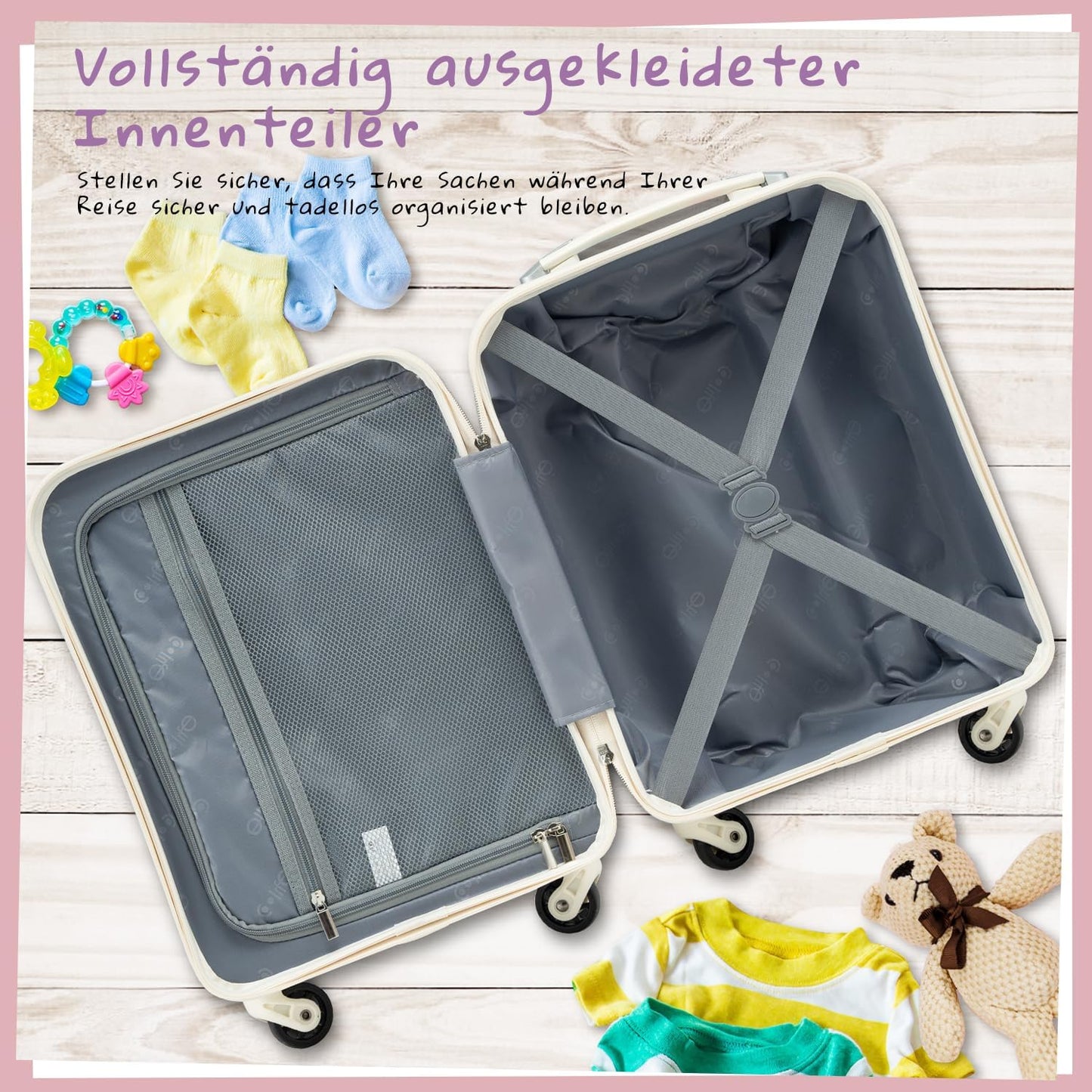 5-teilige Kinderkofferset, Koffer-Set 5-tlg Zebra