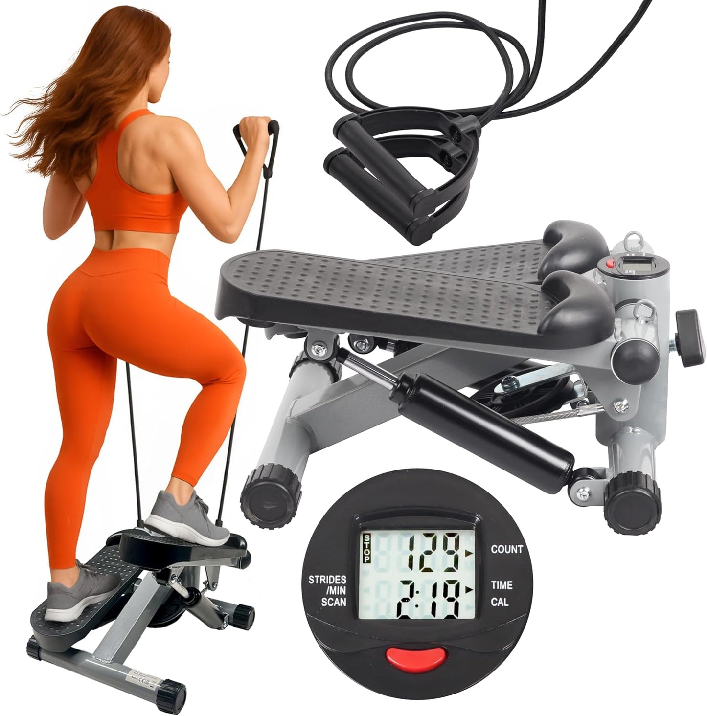 Mini Stepper mit Widerstandsbändern & LCD-Display
