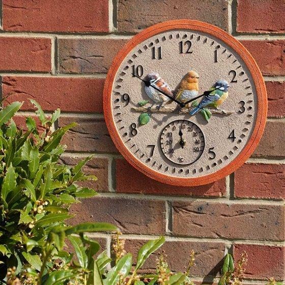 Gartenuhr mit Thermometer